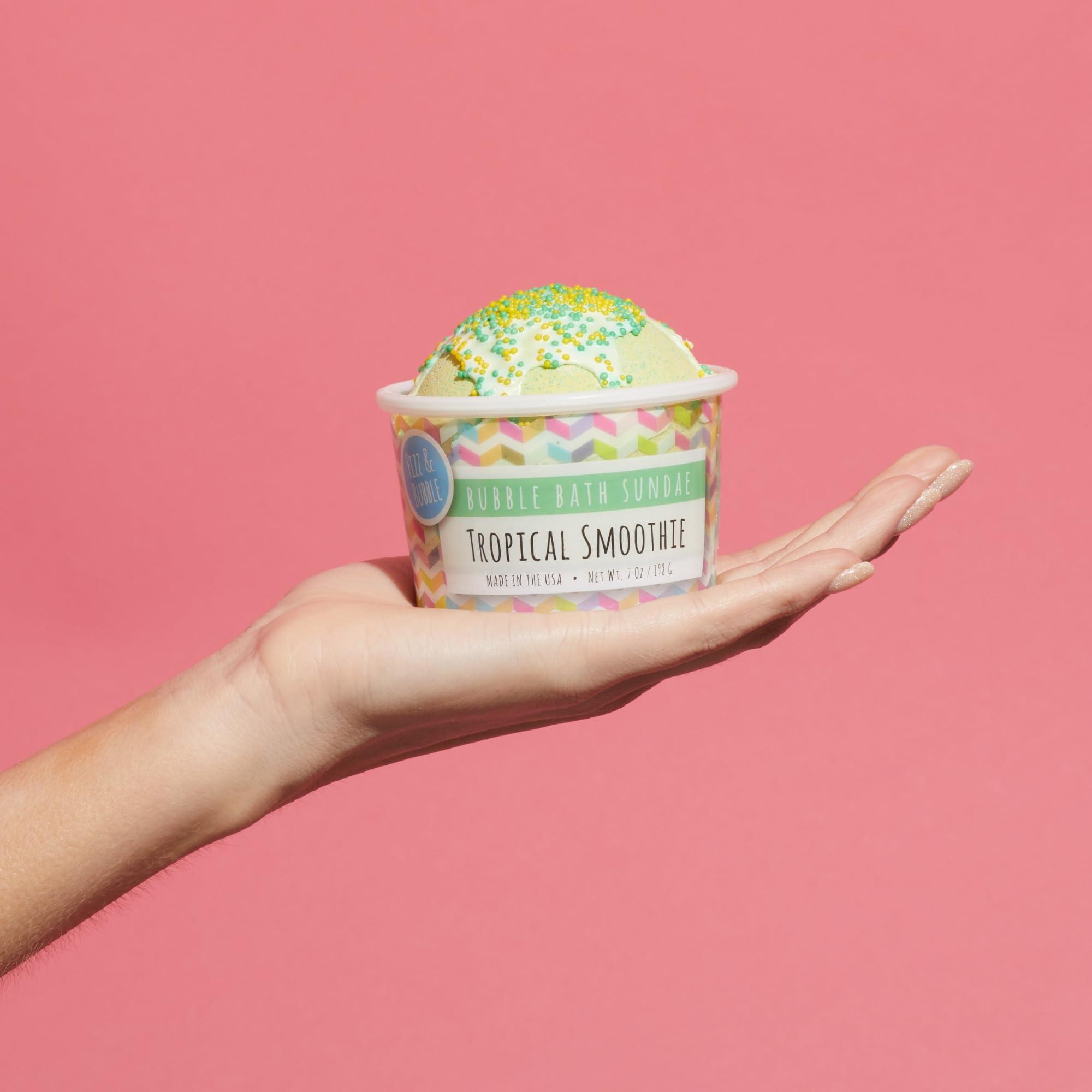 Fizz & Bubble Fizz and Bubble, Bubble Bath Sundae, 7oz. (1-Pack) - Scented Bath Bomb, Moisturizing for Dry Skin, Soothing, Nourishing, Handmade Gift Ideas for Her (Tropical Smoothie)
