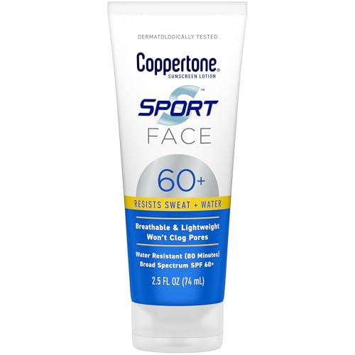 Coppertone Coppertone Sport Face Sunscreen Lotion SPF 60+, Water Resistant Sunscreen with Broad Spectrum SPF 60+, Lightweight and Breathable, 2.5 Fl Oz Tube