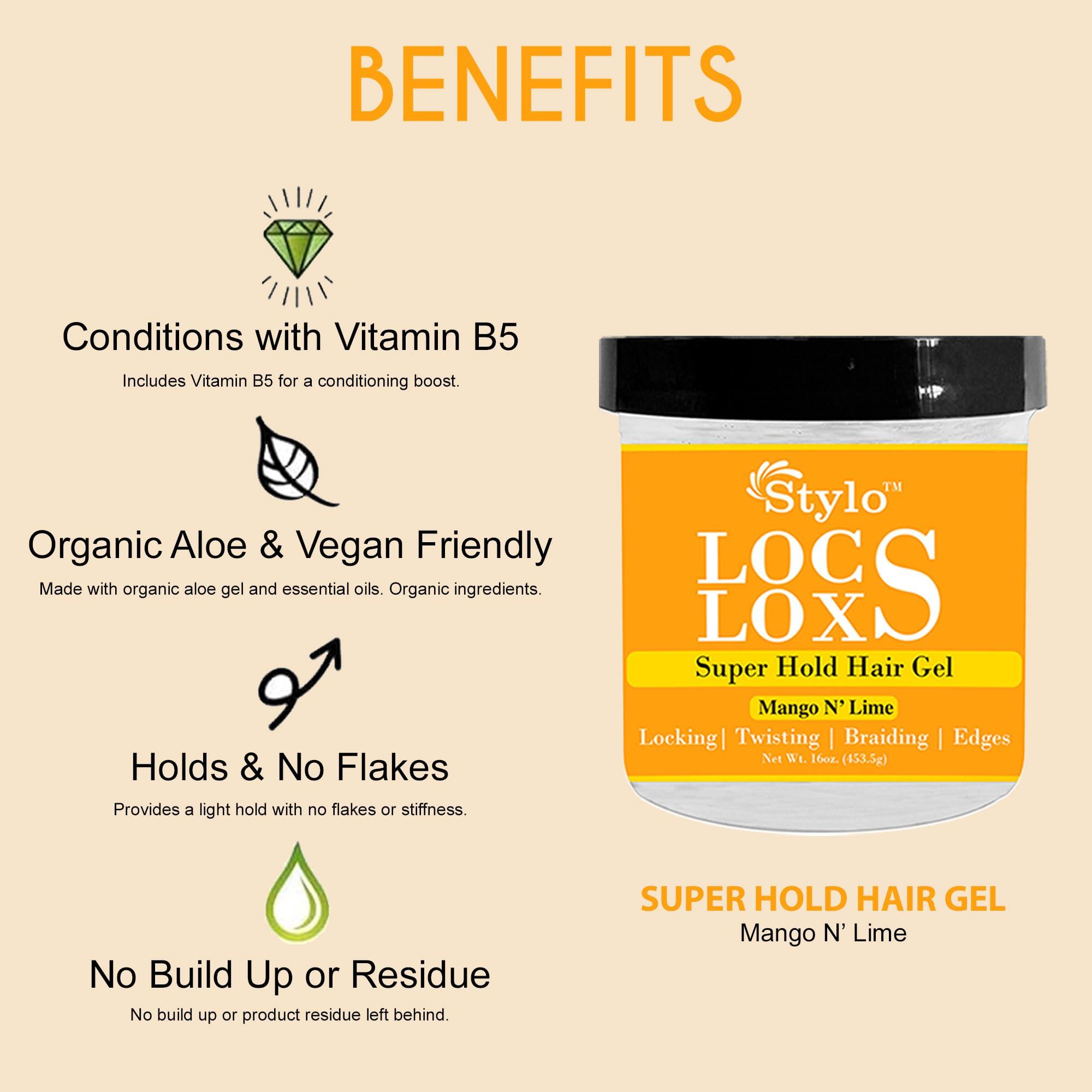 J. AMILA J. AMILA Stylo Locs Lox Gel, 16oz - High Hold Loc Gel for Dreads and Braids, Locking, Retwisting, and Edge Control, Infused with Mango N\' Lime, Vegan Friendly, No Build-Up Formula