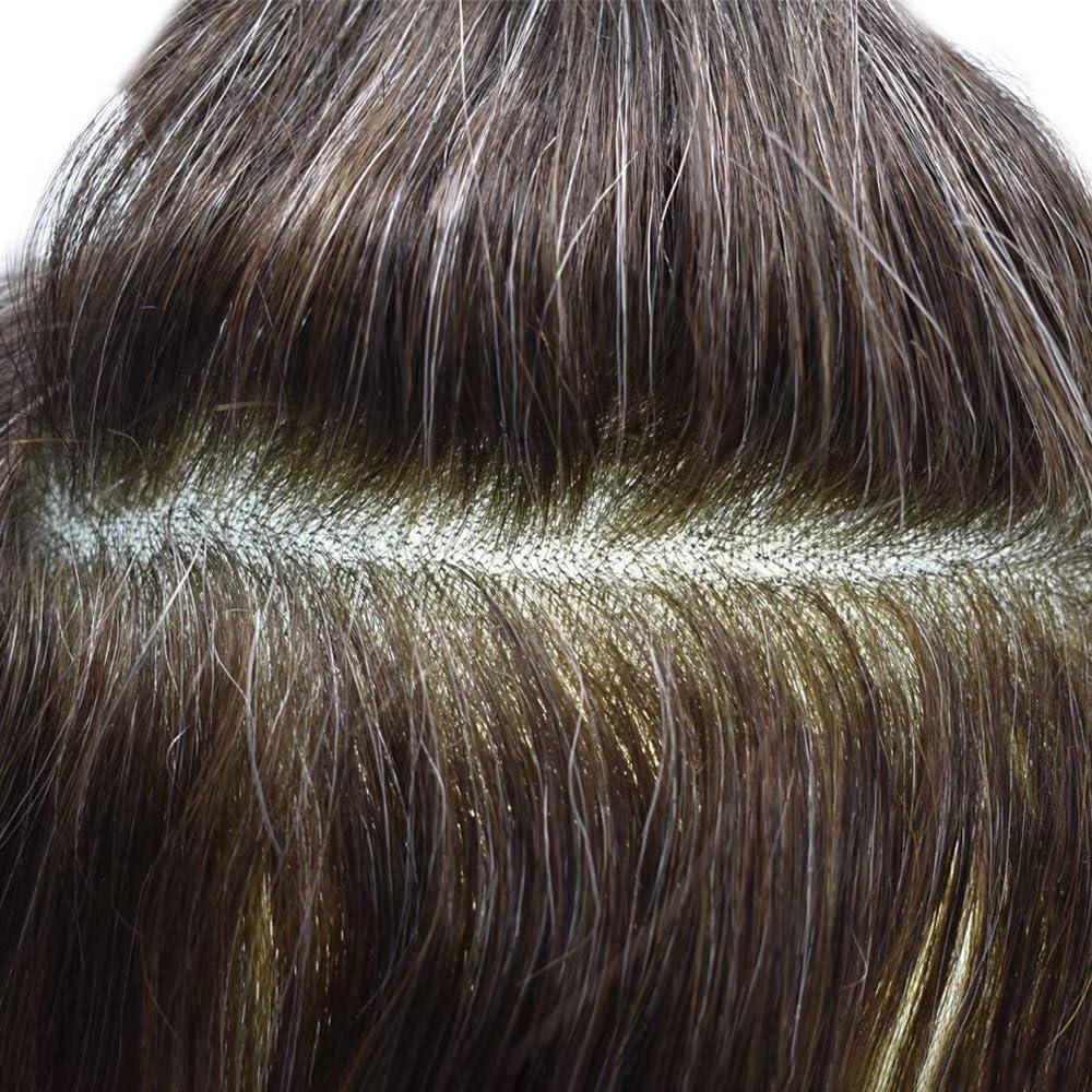 SINGA HAIR Hair System Toupee For Men Human Hair Piece Replacement Mens Toupee Wigs Male Prosthesis Transparent Full Lace Hair Unit for Men Hairpiece 7\'\'X9\'\' #1B65 Black Mixed Grey White