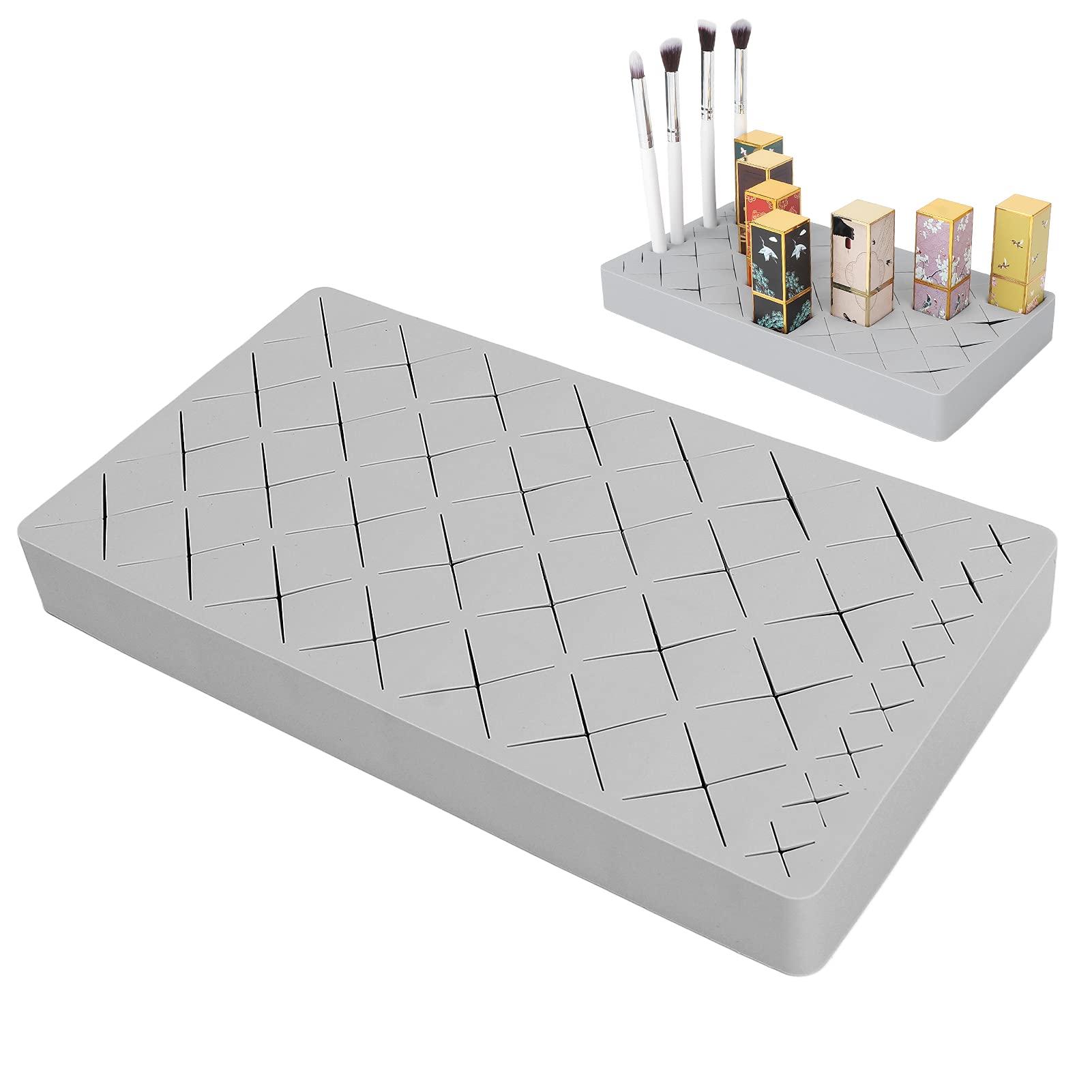 ZJchao Lipstick Storage, Makeup Organizer, Lipstick Holder Beauty Product Storage Box Makeup Storage Organizer Silicone Makeup Cosmetic Display Stand For Crayo Nail Polish(gray)