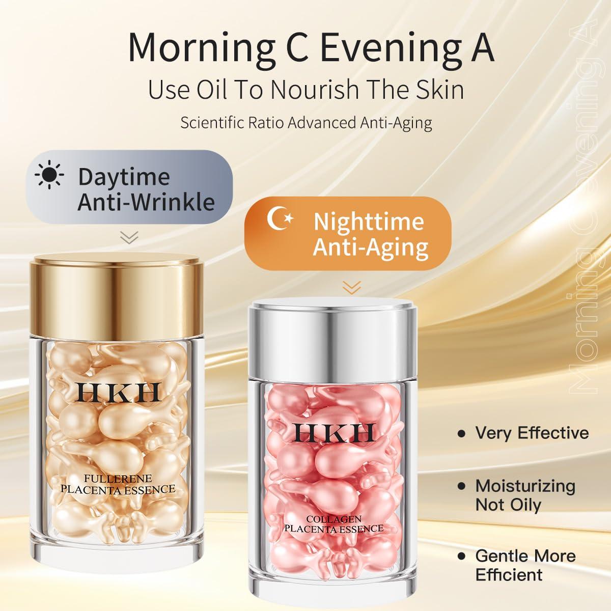 HKH Pro-Retinol Serum For Face Anti-Aging Wrinkle 48 Capsules, Vitamin C Anti-Wrinkle,Vitamin A Retinol Collagen Anti-Aging Night Serum For Women,Smooth,Hydrate,Firming Skin,Travel Portable