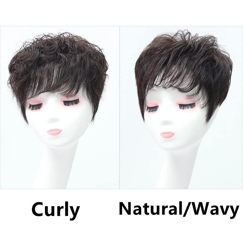 BESTOPPER BESTOPPER Curly Hair Topper 100% Real Human Hair Topper Clip In/On Hair Pieces For Women Thinning Hair And Hair Loss (Curly-Dark brown)