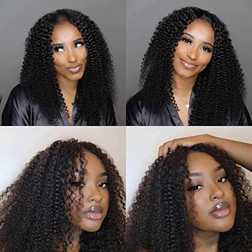 Domiso Domiso 24 Inch Curly V Part Wig Human Hair No Leave Out Thin Part Wig Glueless Wigs Human Hair Pre Plucked U part Wig Beginner Friendly No Sew in No Glue 180% Density