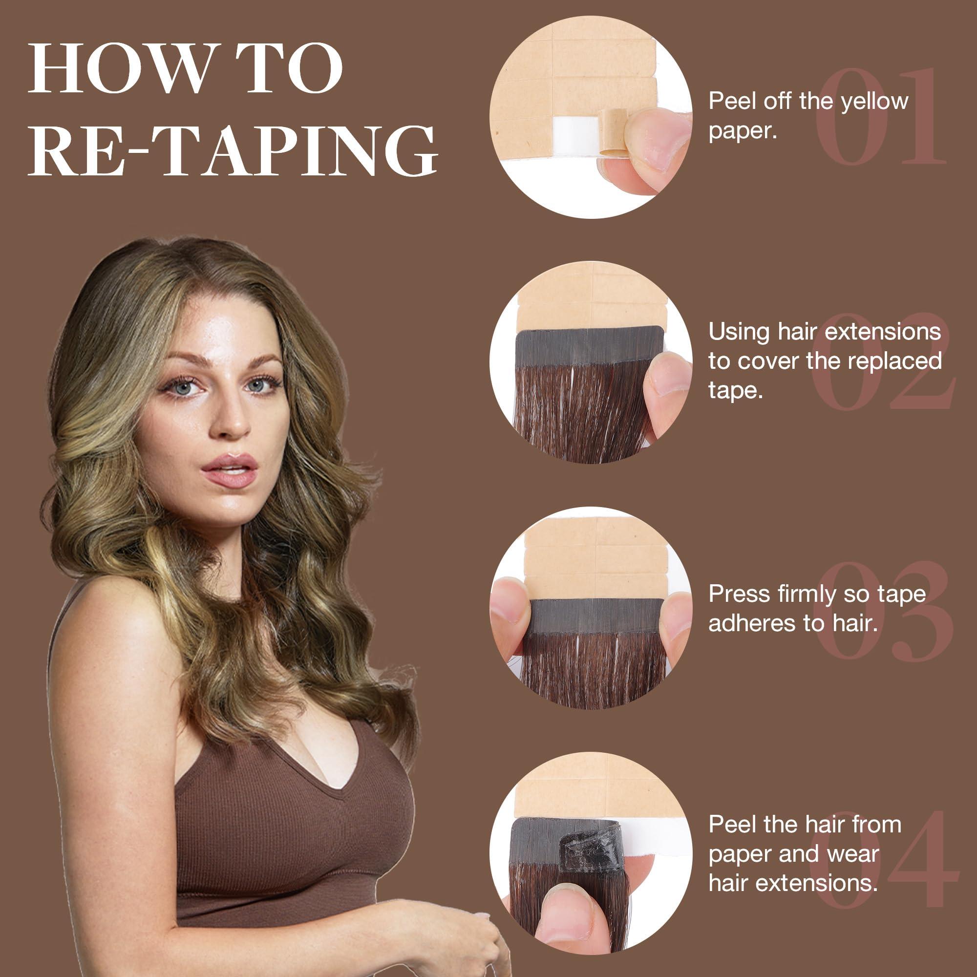 GOO GOO GOO GOO Tape in Hair Extensions Human Hair, 3/8/613 Balayage Walnut Brown to Ash Brown and Bleach Blonde, 16inch 50g 20pcs, Thick Ends Straight Seamless, Invisible Tape in Hair Extensions Human Hair