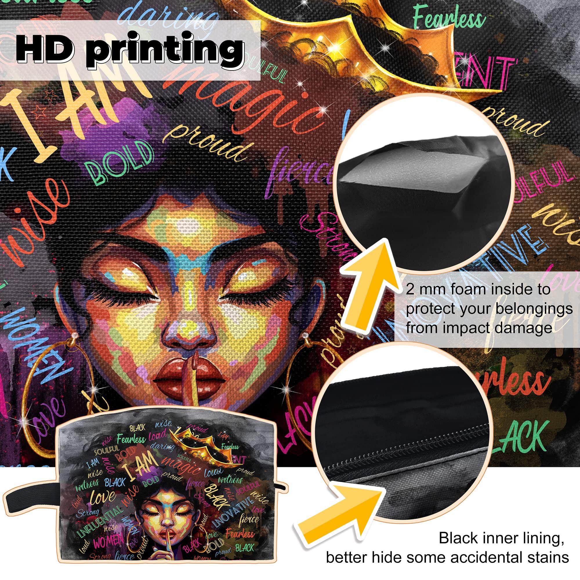 Fzryhaika Fzryhaika African American Makeup Bag, Black Women Cute Cosmetic Bag Waterproof Travel Toiletry Bag Organizer for Accessories (Style-9, One Size)