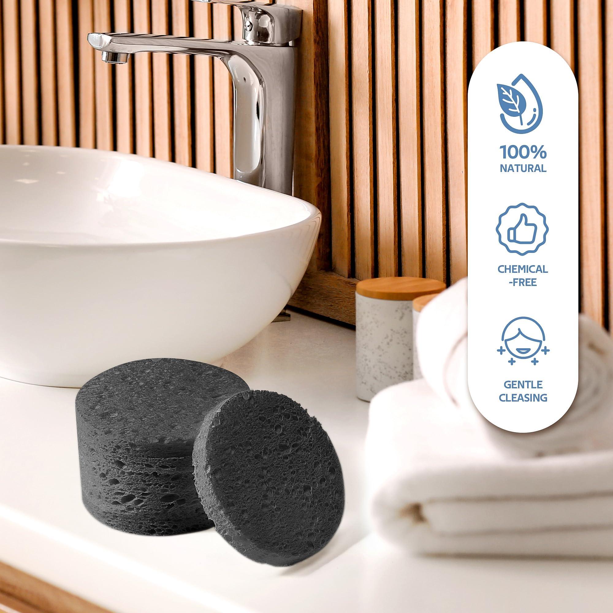 GAINWELL GAINWELL 50-Count Black Compressed Facial Sponges for Daily Facial Cleansing and Exfoliating, 100 Natural Cosmetic Spa Sponges for Makeup Remover, Reusable