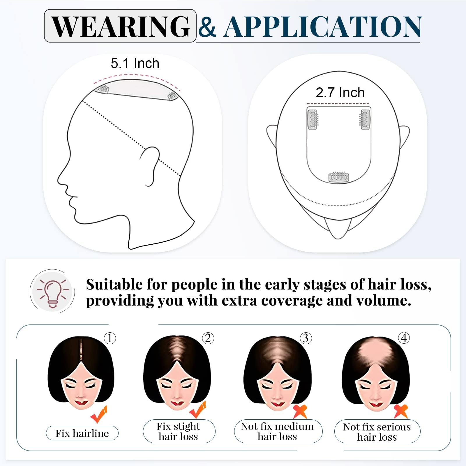 Benehair Benehair Clip in Hair Topper with Bangs Secret Topper Wiglet 100% Human Hair Clip in Top Hairpieces Fringe Bang Replacement Wiglet for Womem with Thinning Hair #27 Dark Blonde 10inch 33g