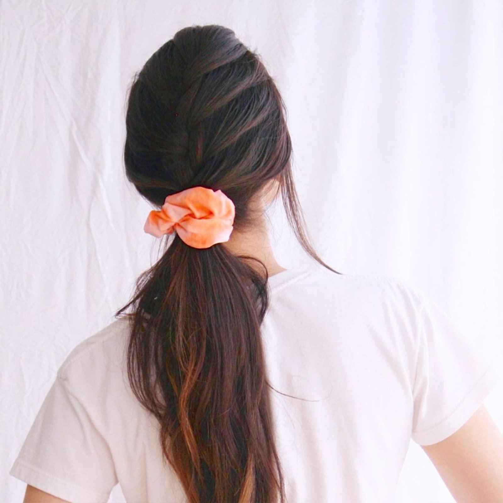 MLMOMVME 25 Pack White Scrunchies for Tie Dye Kit Party Supplies, White Cotton Hair Elastic Ponytail Holder Hair Scrunchies for Women