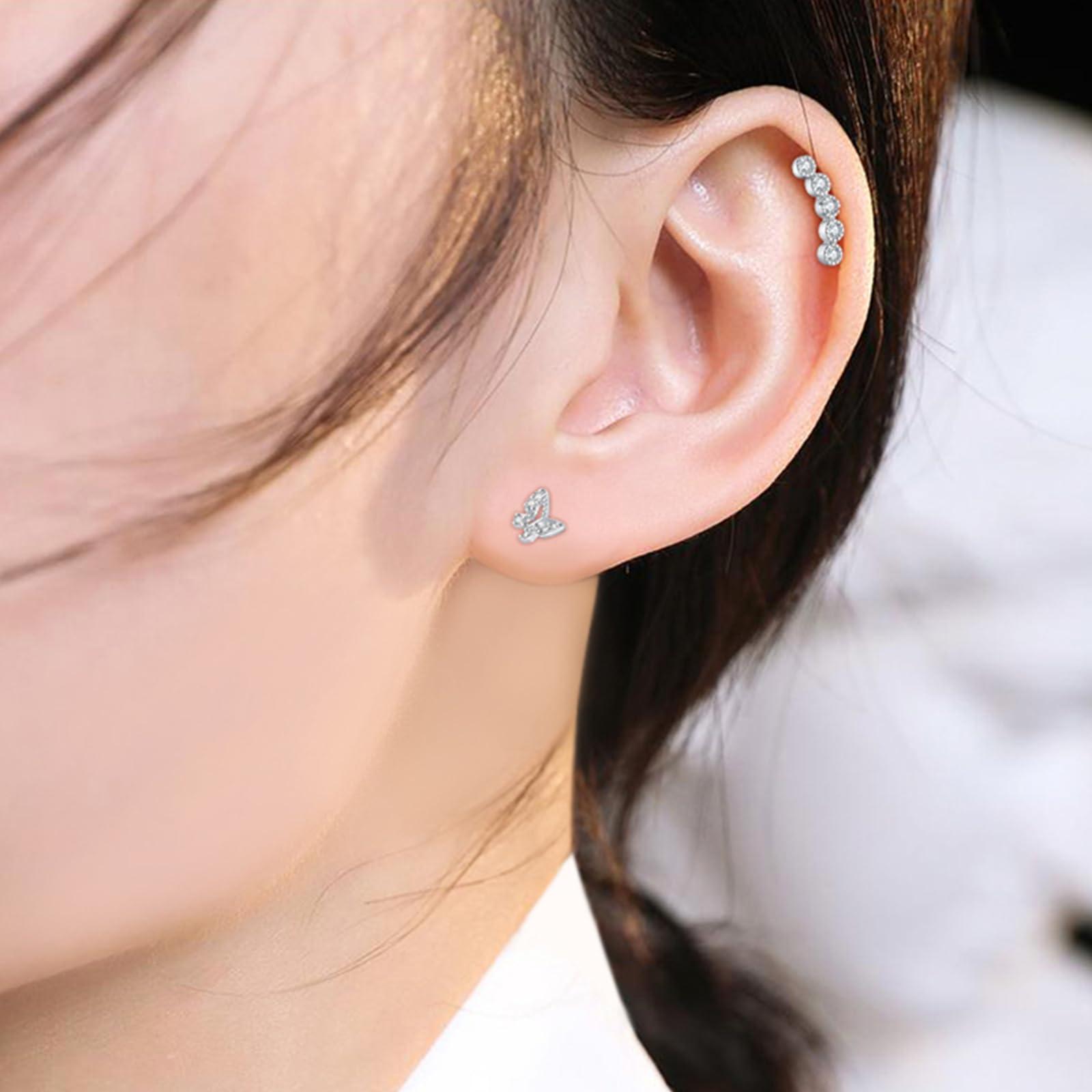 JIESIBAO JIESIBAO Professional Gold Cartilage Ear Piercing Gun Kit with 16G CZ Earring Studs 3mm 4mm 5mm,Cartilage Earrings with Butterfly Studs and Versatile Hoop Earrings 8mm 10mm 12mm