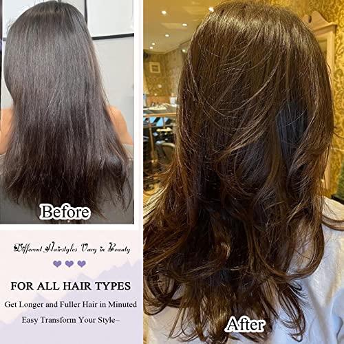 LEOSA LEOSA Dark Brown Wig with Curtain Bangs Layered Wig for Women Brown Hair Wig Shoulder-Length Wavy Wig Long Dark Brown Synthetic Wigs with Bangs for White Women Medium Brown Wig for Daily Party Use