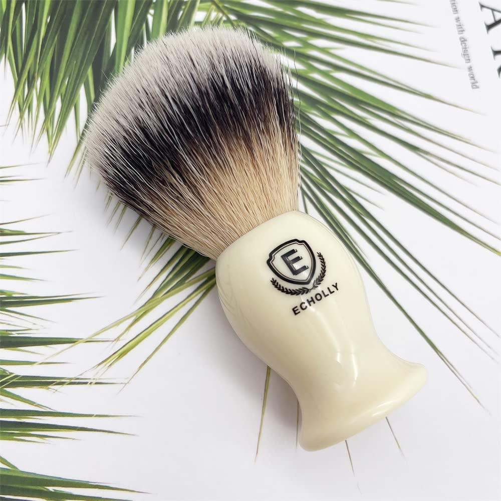 ECHOLLY Premium Shaving Brushes for men by Echolly-NO Shedding Bristle Shave Brushes for Men-Smooth Acrylic Handle Legacy Shave Brush-Rich and Fast Lather Shaving Cream Brush Dad Gifts for Fathers Day