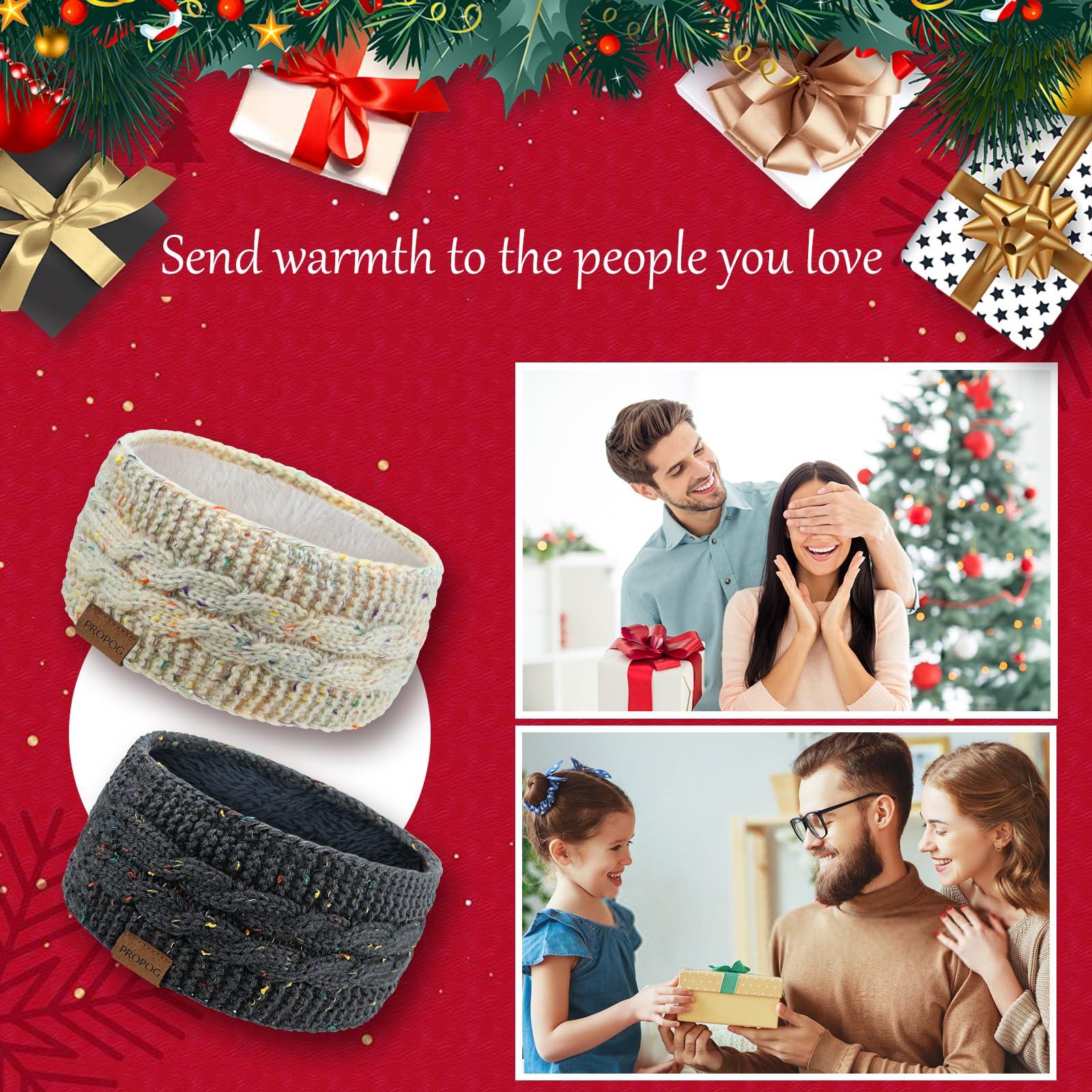 PROPOG PROPOG Winter Headbands for Women Ear Warmer, Knit Womens Winter Headband Thick Ear Warmers for Women Soft Warm Head Wraps Ear Covers for Cold Weather