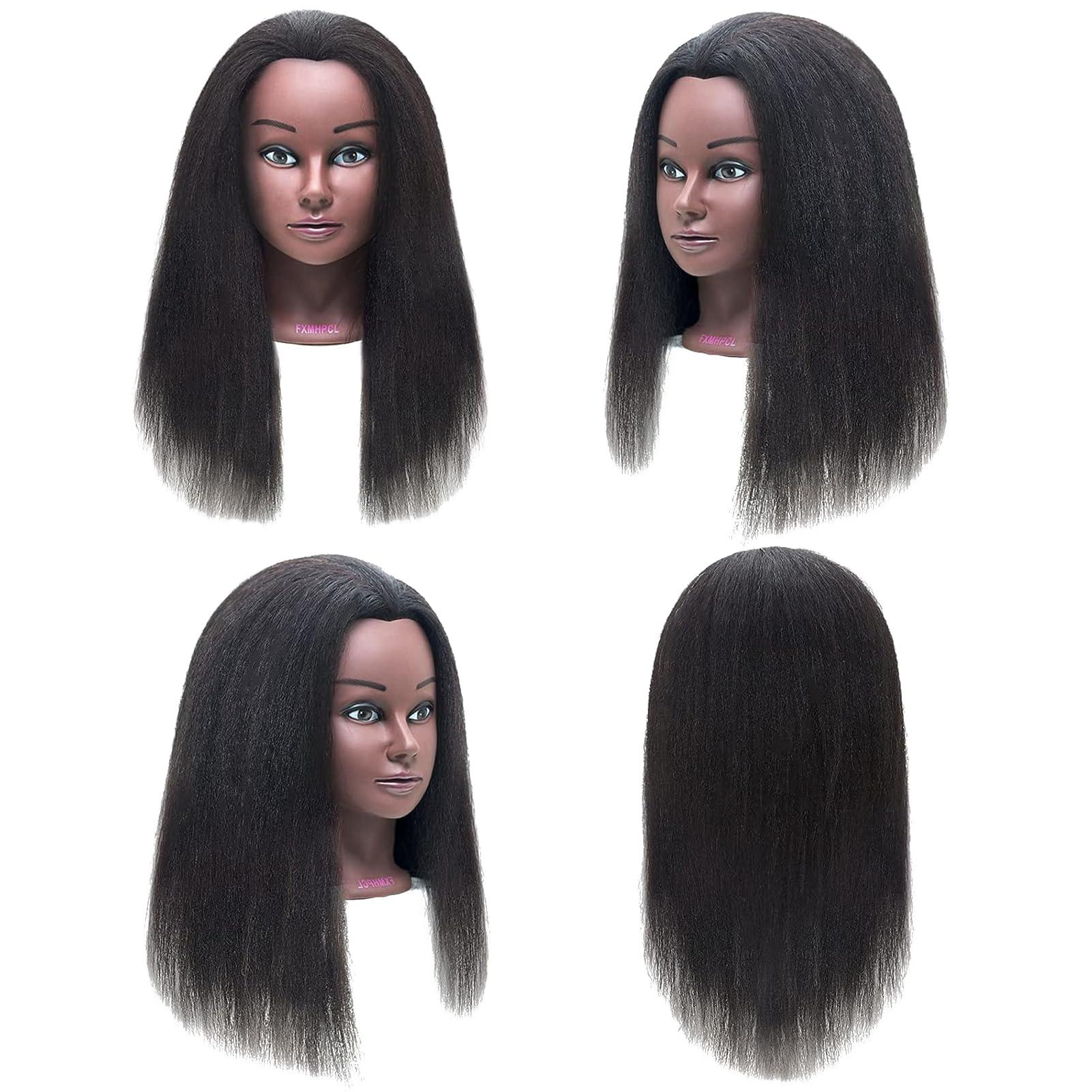 BaodanHair Mannequin Head 50% Human Hair Hairdresser Cosmetology Mannequin Manikin Training Head Hair and Free Clamp Holder (black-14)