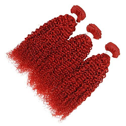 Tony beauty hair Tony Beauty Hair Red Kinky Curly Human Hair Bundles Birght Red Brazilian Virgin Hair Weaves Kinky Curly Red Color Human Hair Weft Extensions Pure Red 3 Bundles Lot Mixed Length (22 24 26)