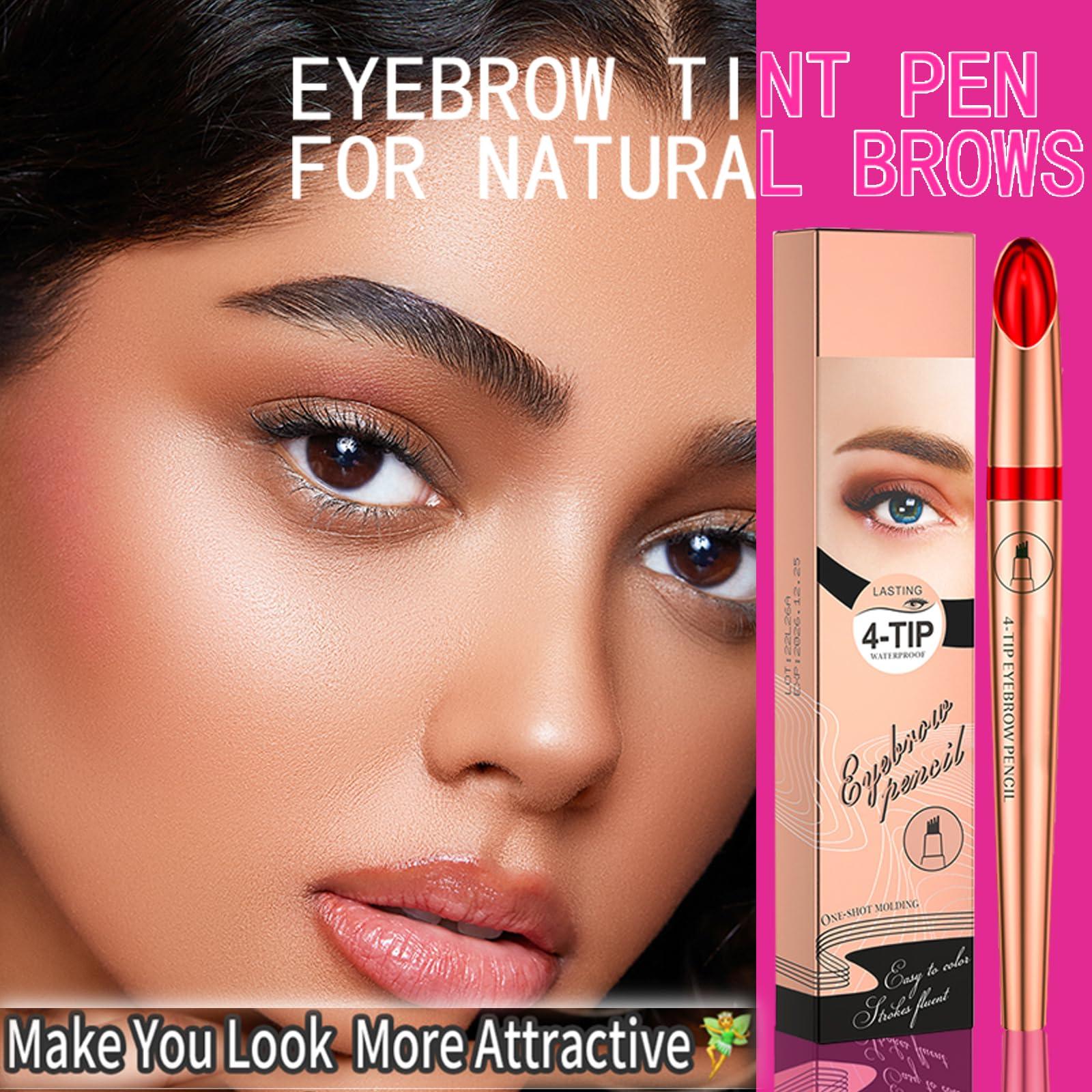 Lalasani Eyebrow Pencil with 4 Micro-Fork Tip Precision Application Waterproof Smudge-Proof 24H Long-Lasting & Easy Glam Look Eyebrow Pen - 4# Black