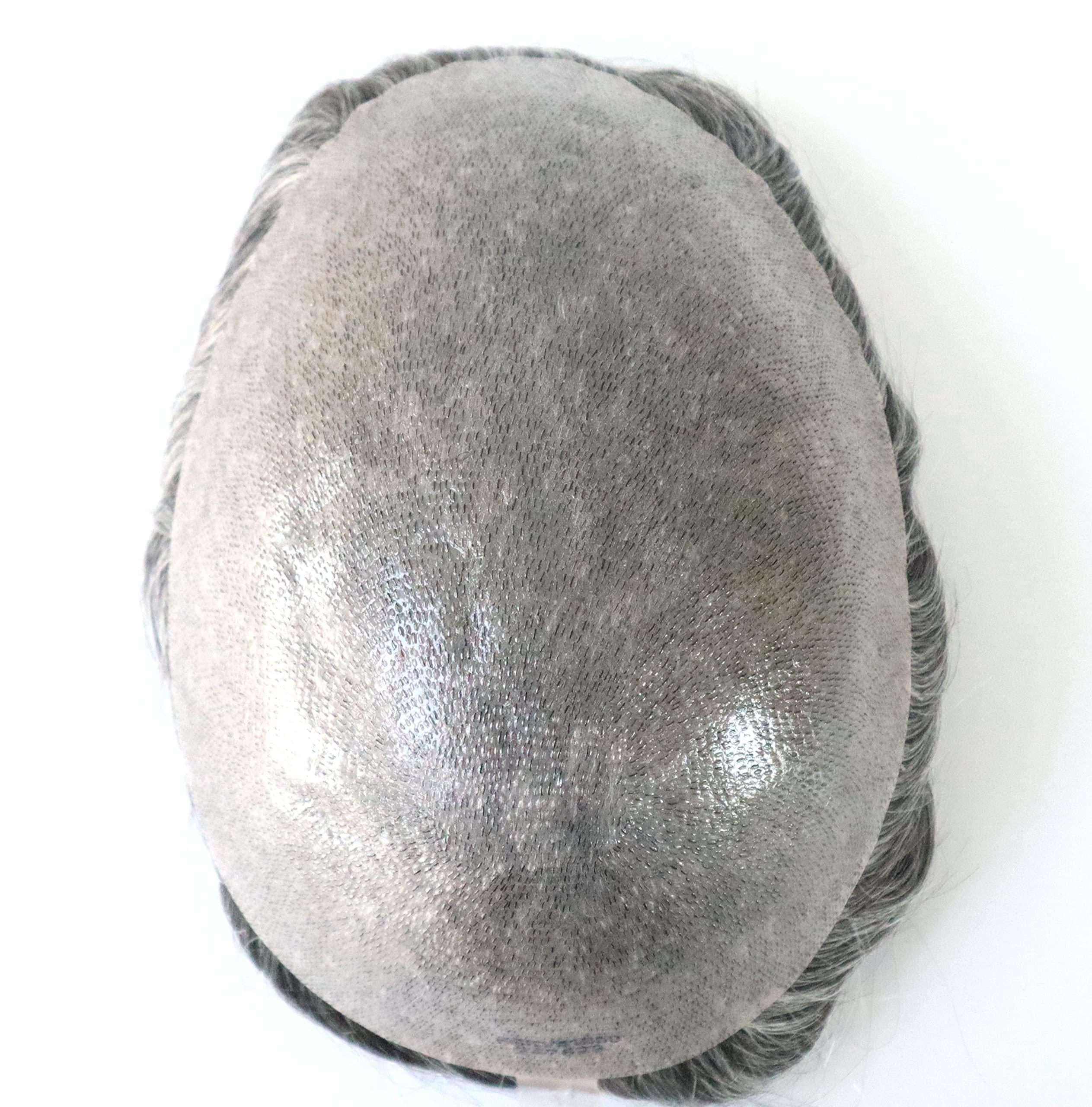 Hair Nature HAIR NATURE Toupee for Men, Mens Wigs Human Hair, Real Hair Wigs Mens Hair Replacement Systems for Men Natural Real Hair Unit, Medium Skin V-looped Scalloped Front Natural Hairline #1B30