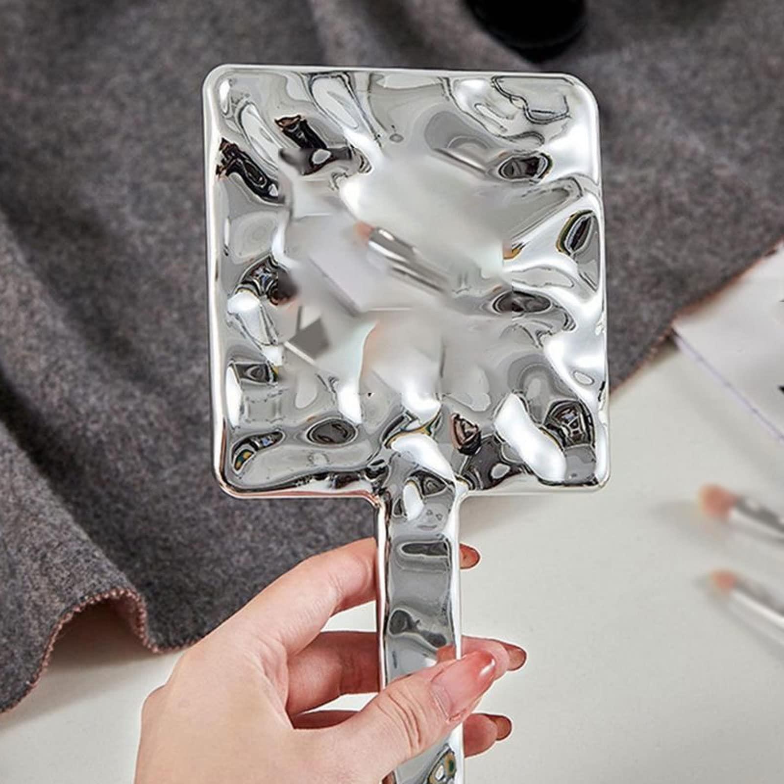 GRCQLWT GRCQLWT Vanity Mirror 1pc Women\'s Silver Vanity Mirror with Handle Frame Square Vanity Table Portable Vanity Mirror Makeup Cosmetics