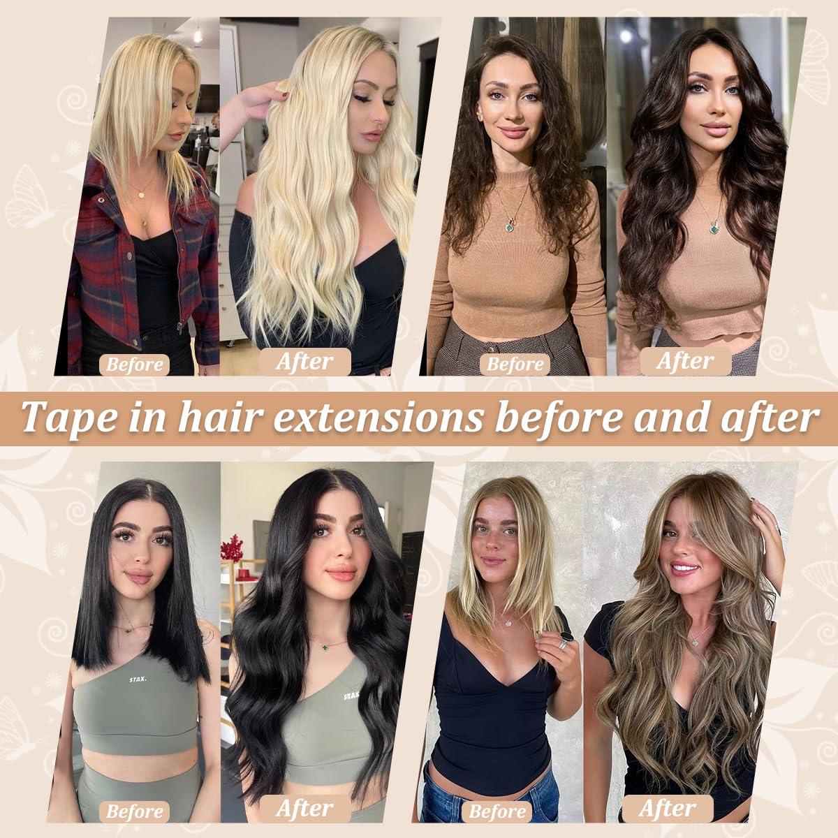 LAKASTATR 14 Inch Tape In Hair Extensions Real Human Hair #60 Platinum Blonde Tape ins Hair Extensions Seamless Skin Weft Human Hair Extensions Invisible Tape in Extensions (40g 20pcs/pack)