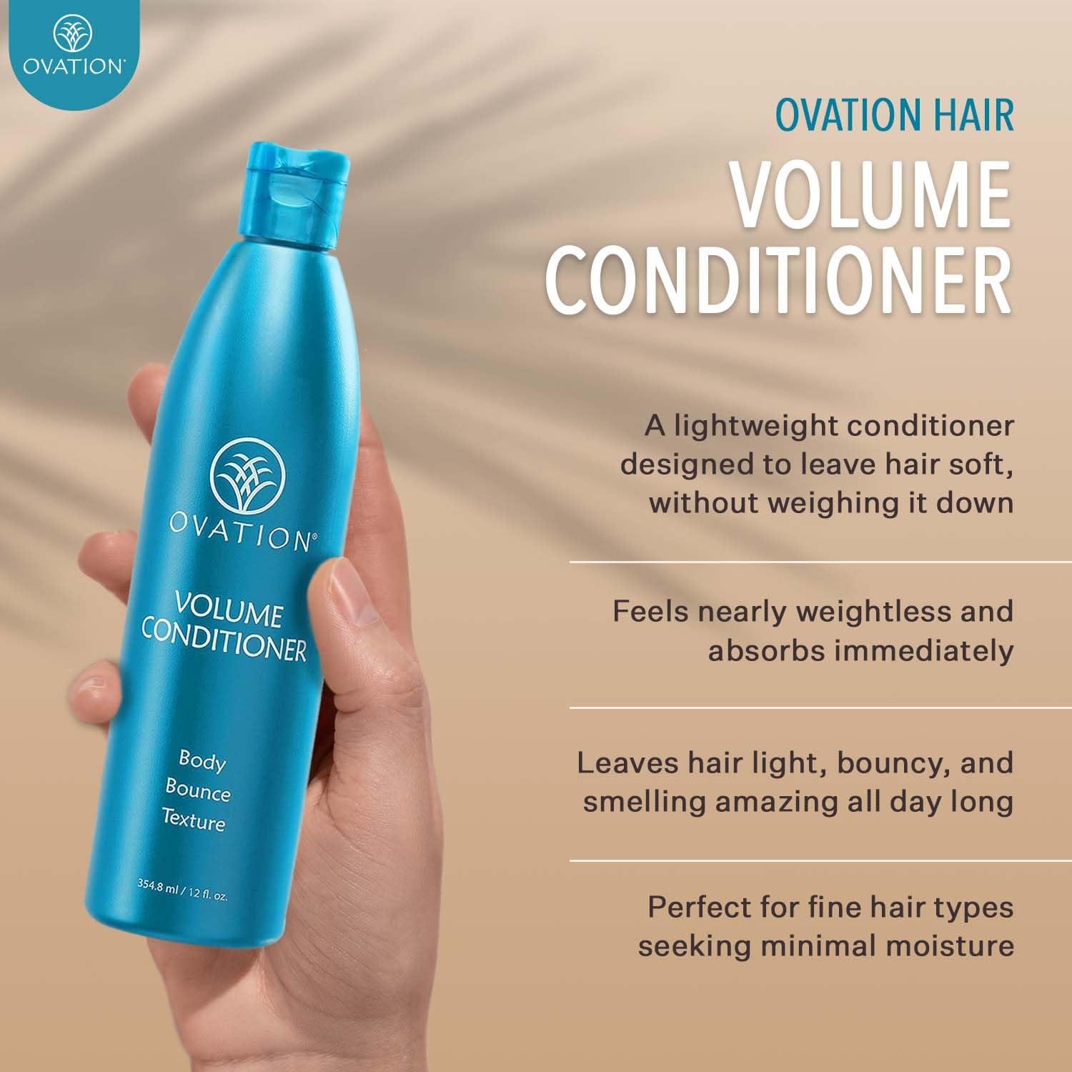 Ovation Hair Ovation Hair Volumizing 3-Step Bundle for Fine Hair - with Volume Shampoo and Conditioner, Cell Therapy Hair Growth & Healthy Scalp Treatment - Add Weightless Volume, Bounce & Fullness