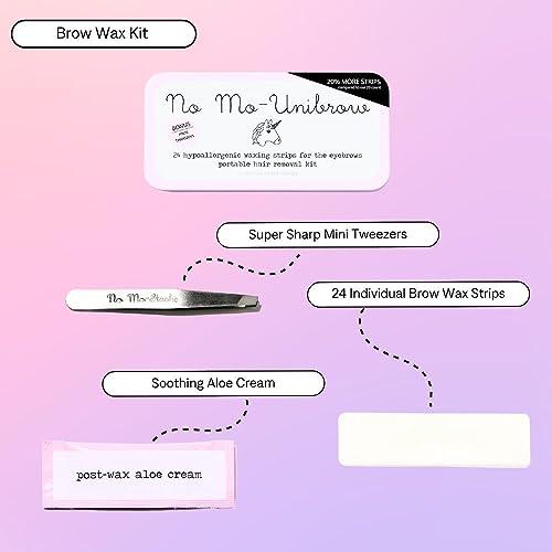 No mo-stache No Mo-Unibrow Hair Removal Waxing Kit - Waxing Strips For Eyebrows, Face, Upper Lip, and Chin - As Seen On Shark Tank - Travel Friendly Wax Strip For Face - Wax Strips and Mini Tweezers - 3 Pack