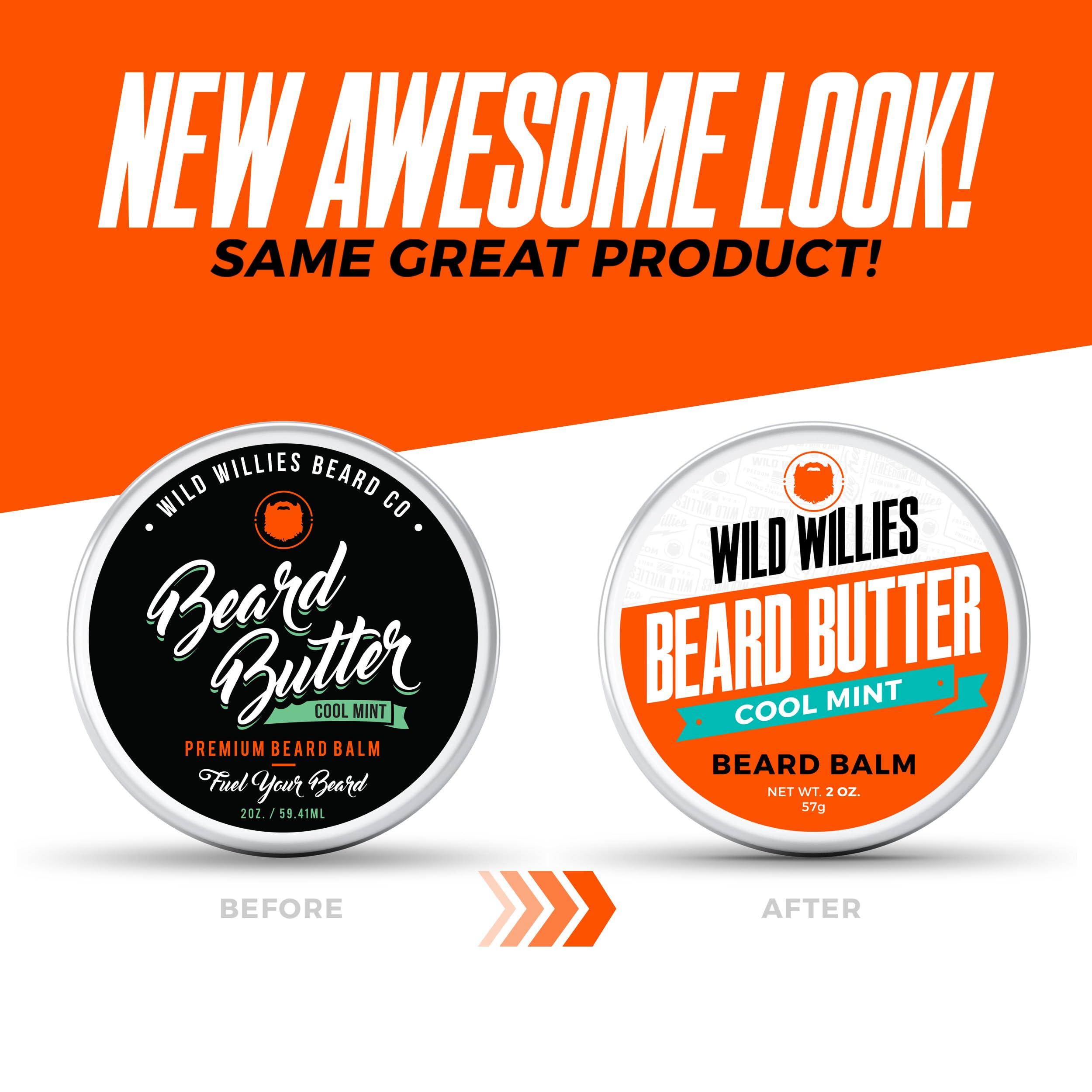 The Manskape Co Wild Willies Beard Butter Leave-In Conditioner - Organic Beard Balm for Fast Beard Growth, Beard Care Softener - Beard Cream for Men to Remove Itch & Dandruff, Restores Moisture - Cool Mint, 2 Oz