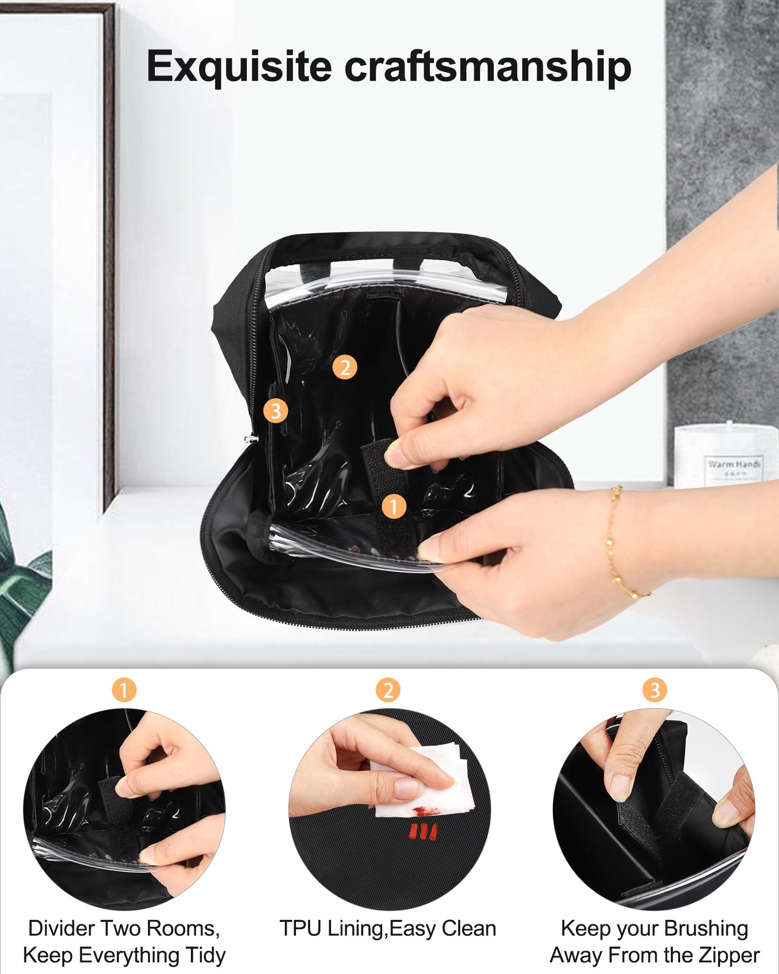 MONSTINA MONSTINA Makeup Brush Organizer Bag,Large Capacity Portable Stand-Up Makeup Brush Holder,Professional Artist Makeup Brush Sets Case Dust-proof TPU Transparent Clear