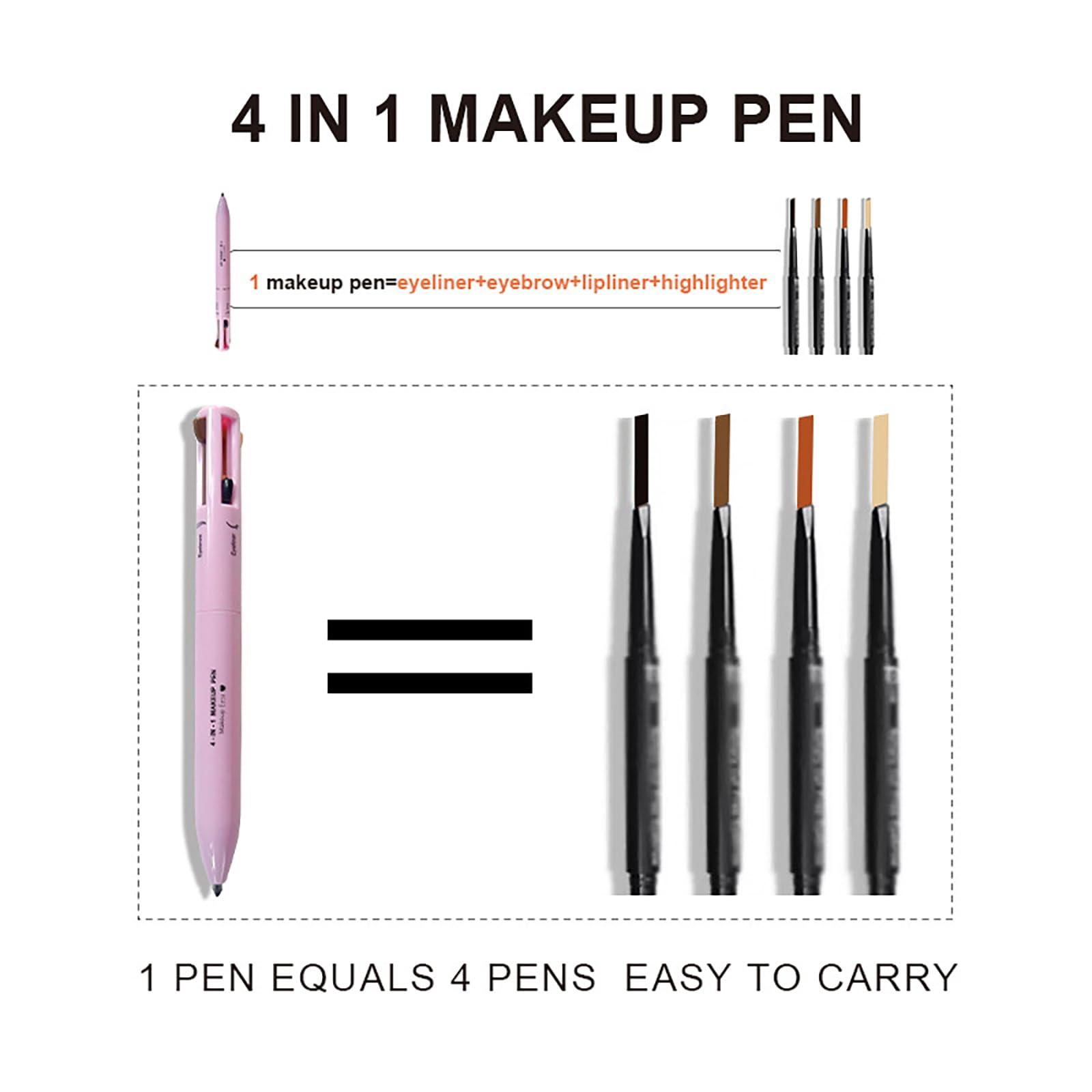 MKNZOME MKNZOME 4 in 1 Makeup Pen, 8 Colors Eyebrow Contour Eyebrow Pencil Eyebrow Pen Makeup Pencil 4 in 1(Eye Liner, Brow Liner, Lip Liner, Highlighter) Travel Beauty Makeup Pen, 2 Count