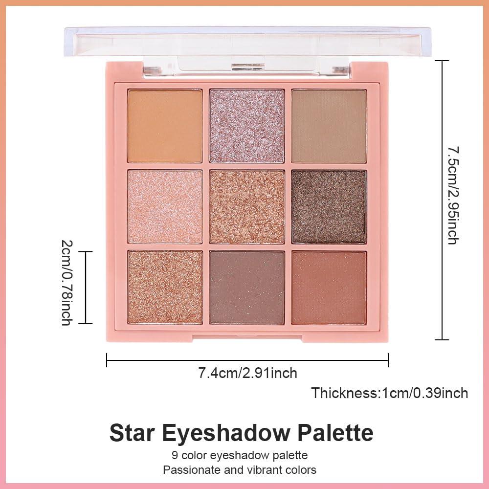CAKAILA CAKAILA 9 Colors Eyeshadow Palette Makeup,Rose Gold Brown Bronze Ultra-pigmented Shimmer Matte Smoky Eye Shadow Palette,Naturing-Looking Long Lasting Waterproof Blendable