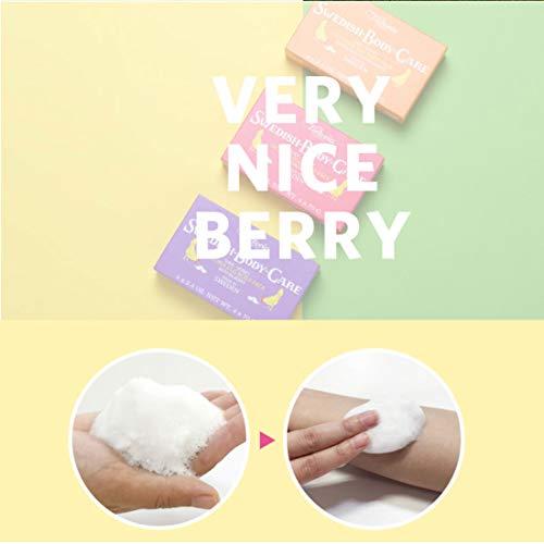 VICTORIA SOAPS OF SWEDEN VICTORIA SOAPS OF SWEDEN Swedish Body Care Shea Butter Soap, Honey and Bilberry, 4 CT with Disposable Body Shower Sponge 2 CT