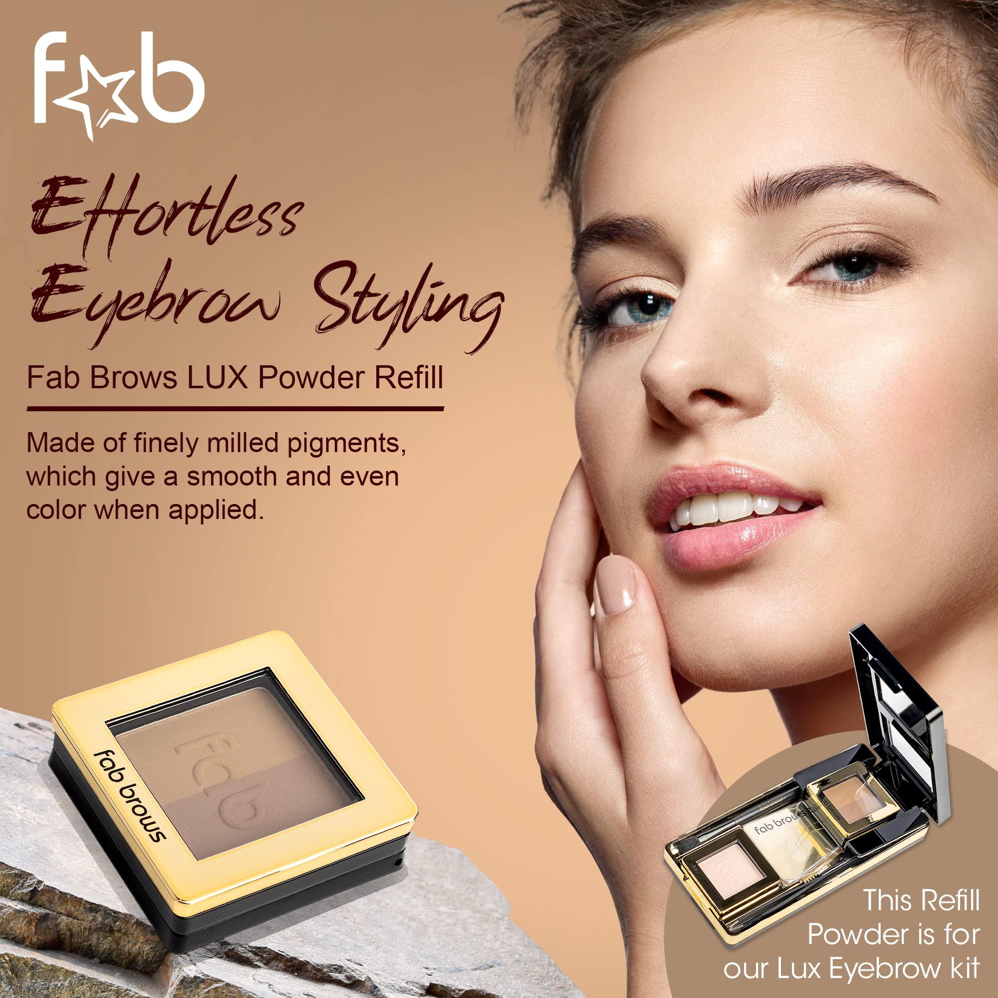 Fab Brows Lux Eyebrow Kit Refill Powder - Soft and Natural Eyebrow Definition for Slate/Black Brows On-The-Go