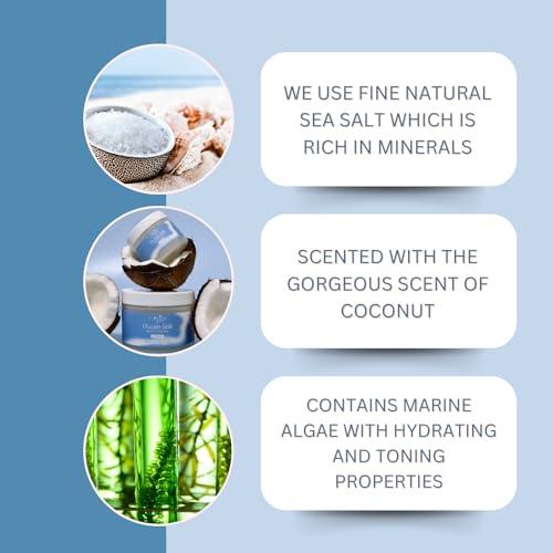 Florida Salt Scrubs Sea Salt Body Scrub by Florida Suncare - Ocean Salt Body Polish Infused with Marine Algae - Exfoliating Face and Body Scrub - Facial Scrub Exfoliator to Tackle Acne (Coconut, 3.3 oz)