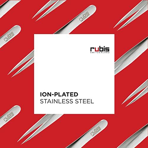 Rubis Rubis Ion-Coated Stainless Steel Pointed Tweezers for Precise Eyebrows and Hair Removal, 4K002-9.5,Rubis Switzerland Swiss Made World Renowned Precision