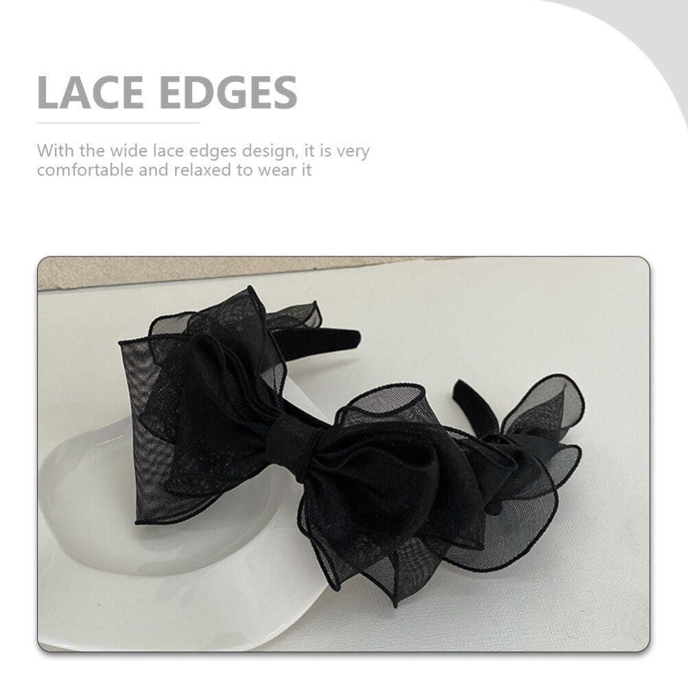 SHERCHPRY SHERCHPRY Black Headband With Bow, Bow Knot Headbands Bow Hair Hoop Cosplay Party