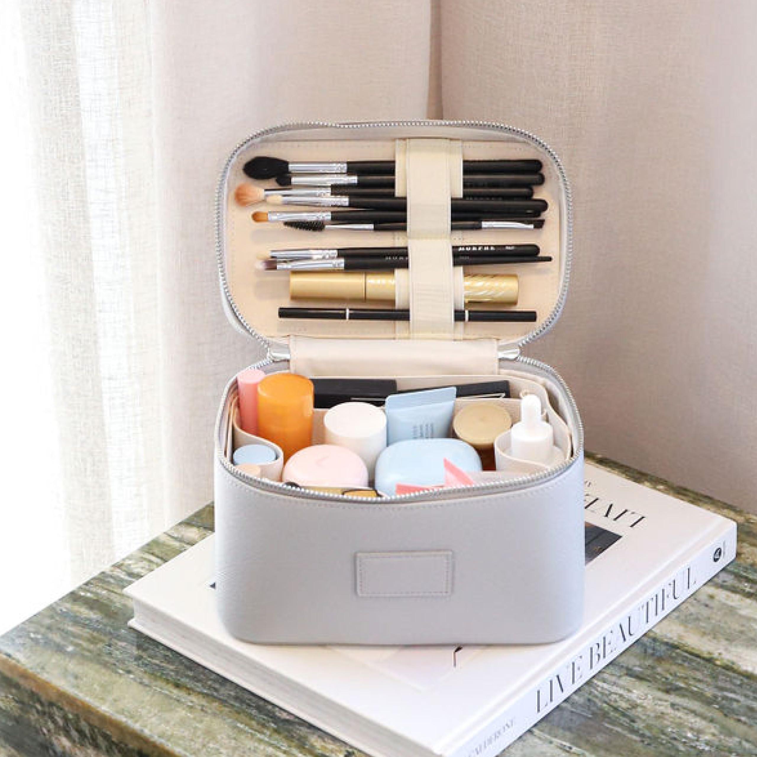 ETOILE ETOILE - Mini Vanity Case Grey - Stylish Travel Makeup Bag Organizer With Removable Dividers