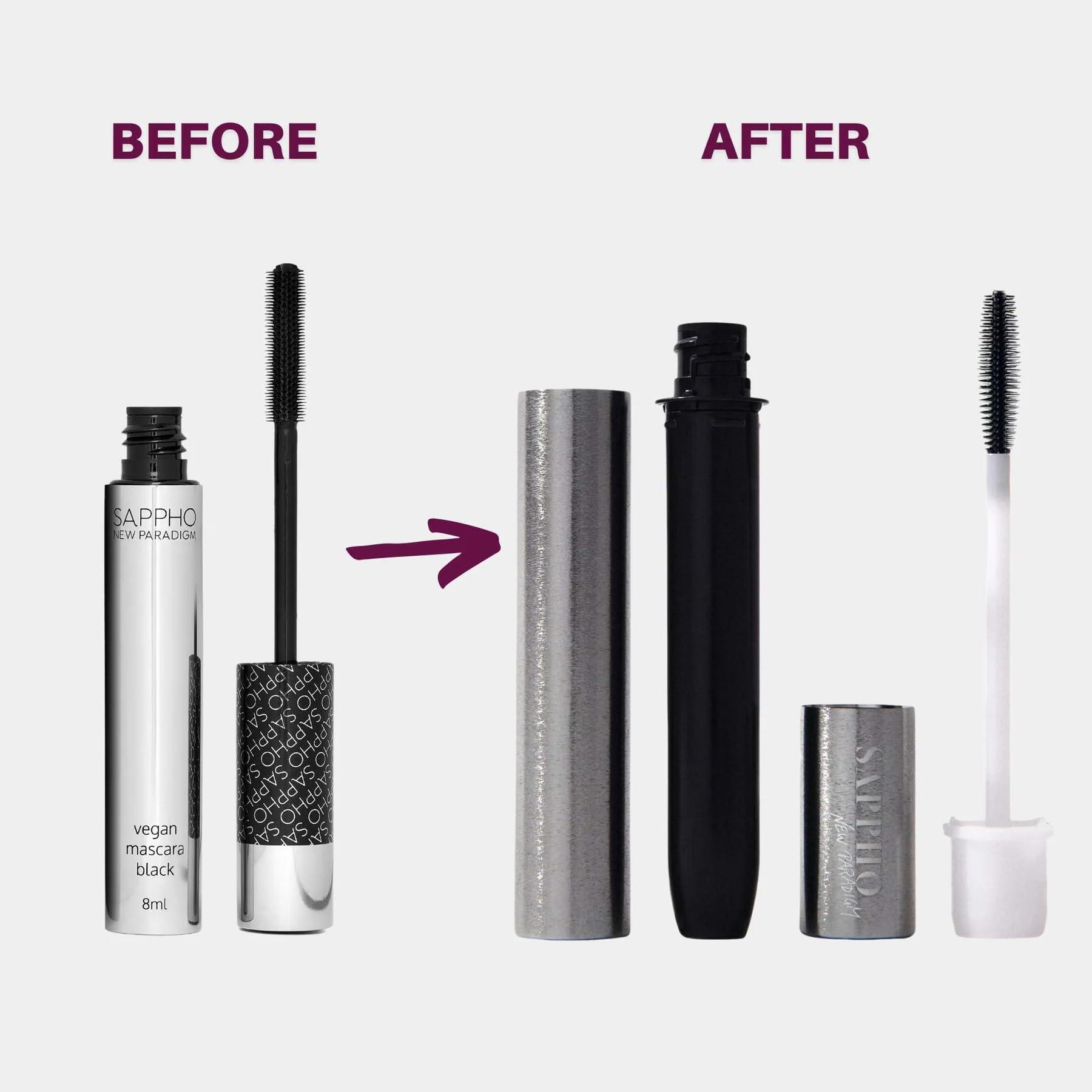 Sappho Organics SAPPHO New Paradigm - Maximum Intensity Refillable Mascara | Clean, Vegan, Cruelty-Free Makeup (Black, 3 fl oz | 8 ml)