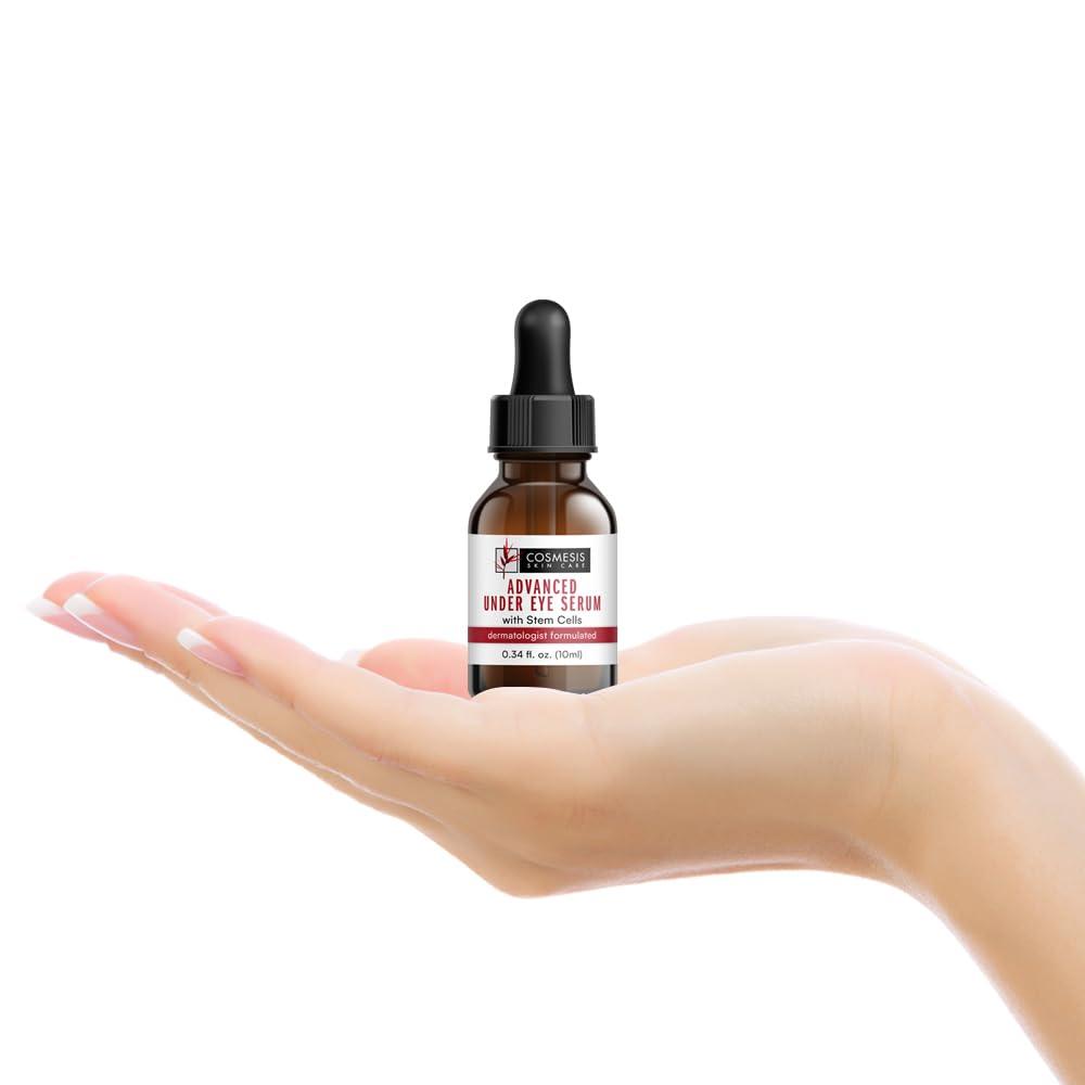 Cosmesis Skin Care Advanced Under Eye Serum with Stem Cells - Reduce Wrinkles, Moisturize & Nourish - Pomegranate, Blueberry & Seaweed Extracts - 1/3 oz