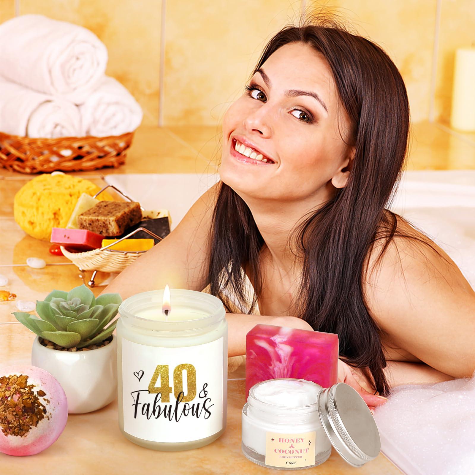 Frerdui 40th Birthday Gifts Women, Self Care Gifts for 40 Years Old Women Basket, 40 Fabulous Gifts, Unique 40th Birthday Gifts Ideas for Women Her Mom Friend