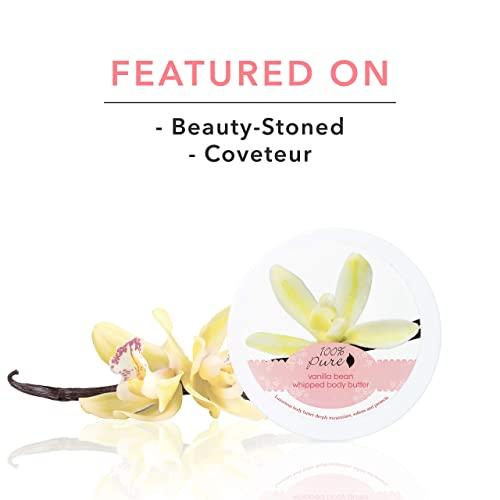 100% PURE 100% PURE Vanilla Bean Whipped Body Butter, Body Lotion for Dry Skin, Made with Shea Butter, Cocoa Butter, Moisturizing Body Cream, Natural Lotion - 3.4 oz