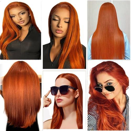 Kiss darling LASHES Orange Hair Extensions Real Human Hair Tape in 22 Inch #350 Ginger Tape in Hair Extensions Human Hair for Women Long Tape in Hair Extensions Human Hair Straight 100g