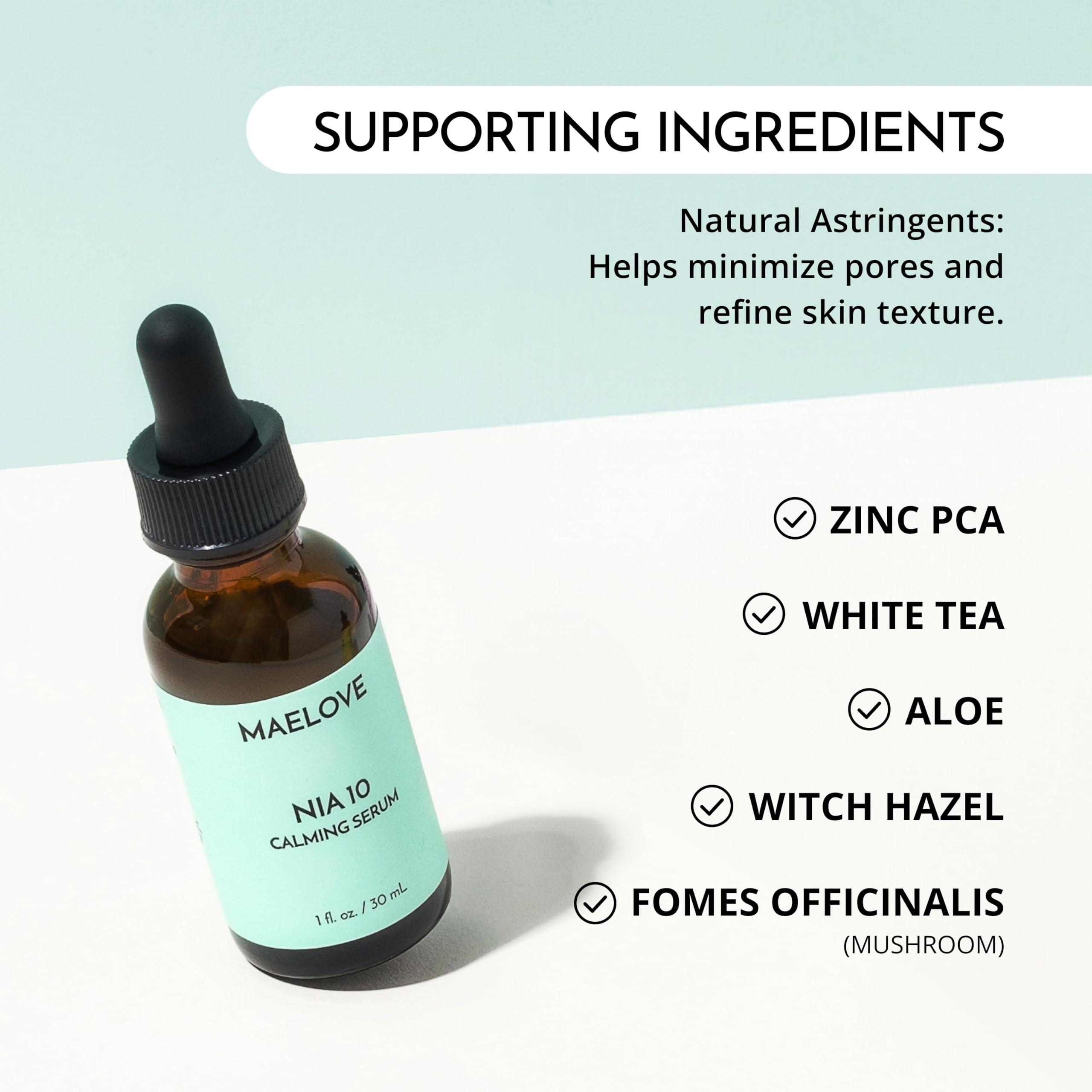 MAELOVE MAELOVE NIA 10 Niacinamide Serum, Calming Face Serum for Strengthening Skin Barrier, Hydration & Pore Refinement, Suitable for Sensitive, Dry, Acne-Prone Skin, Vegan, Cruelty-Free, USA Made
