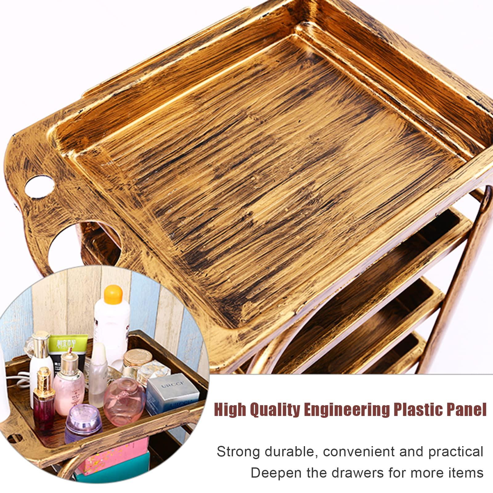 QQXX 4/5 Tier Beauty Salon Rolling Trolley Cart,Hair Salon Trolley Cart with Lockable Wheels,Stylist Hairdresser Storage Tool Carts for Office Home,Classic Salon Rolling Storage Trolley(5 Tiers, Black)