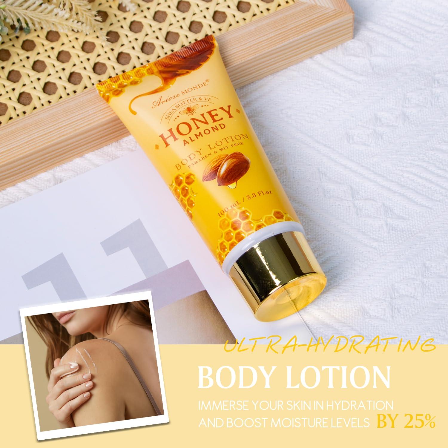 ArioseMonde Gift Baskets for Women, Spa Gifts for Women, 8pcs Honey Almond Bath Gift Set for Women, Relaxation Self Care Spa Kit W/Bath Bomb, Bubble Bath, Mom Birthday Gifts, Christmas Gifts Thank You Gifts