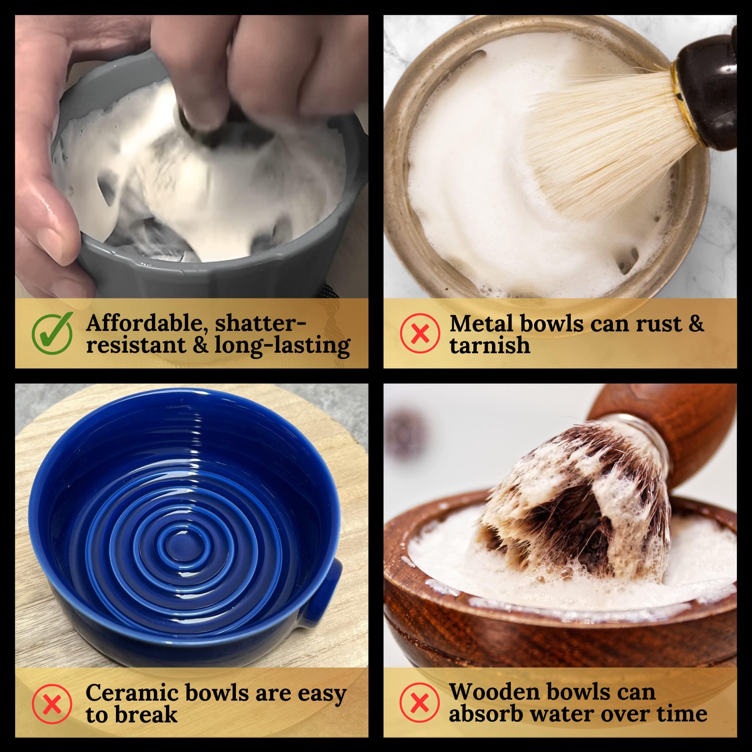 TIMELESS RAZOR TIMELESS RAZOR Gray Shaving Bowl w/Ridges - Mixes Mens Shaving Cream & Shaving Soap - Durable & Holds Heat Longer - Whip a Quick, Rich & Thick Lather - USA Made