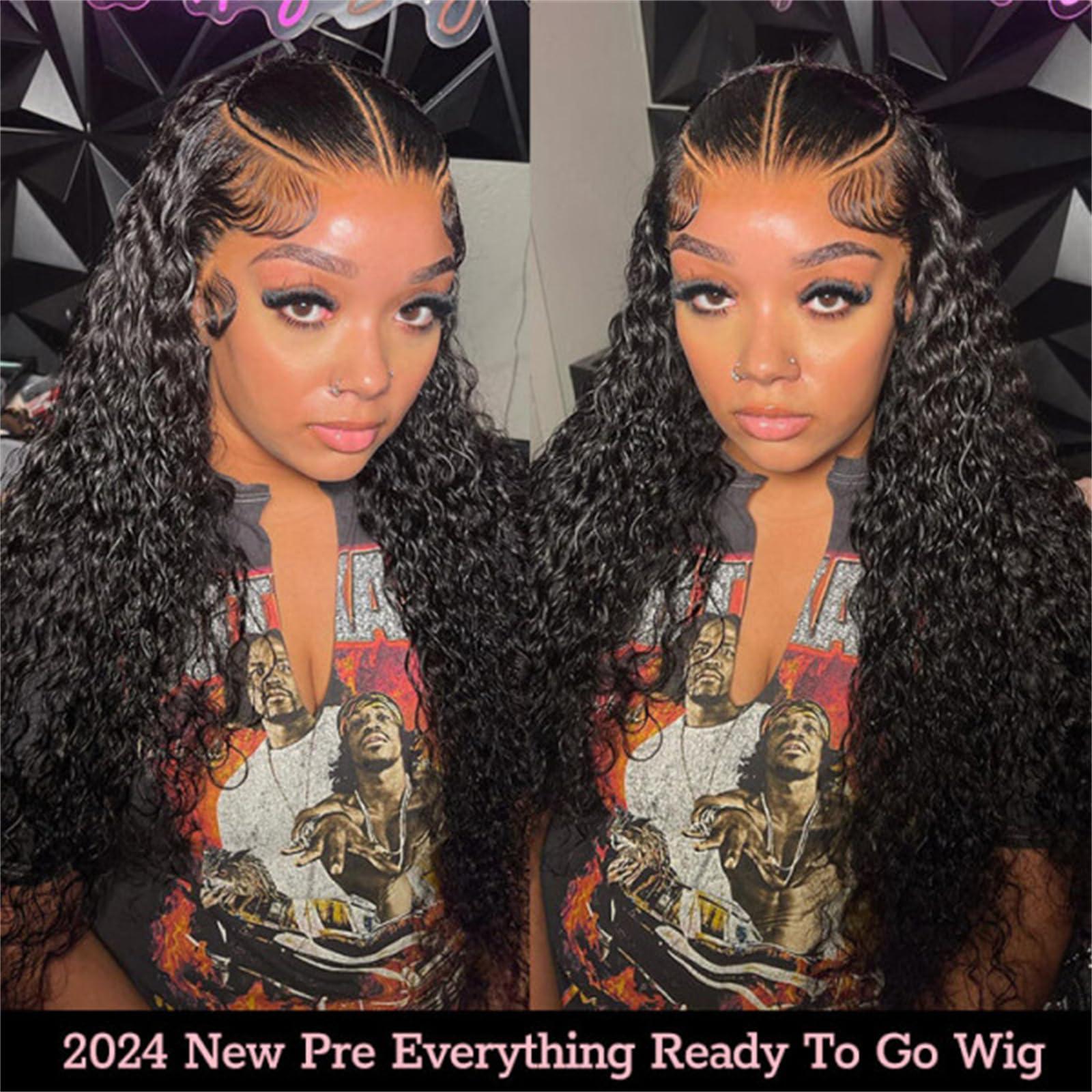 west kiss west kiss Hair Stylist Wig Pre Braided Pre Cut Ready to Go Glueless Wigs Water Wave 13x4 Lace Front Wigs Human Hair Pre Bleached 250% Density 26 Inch