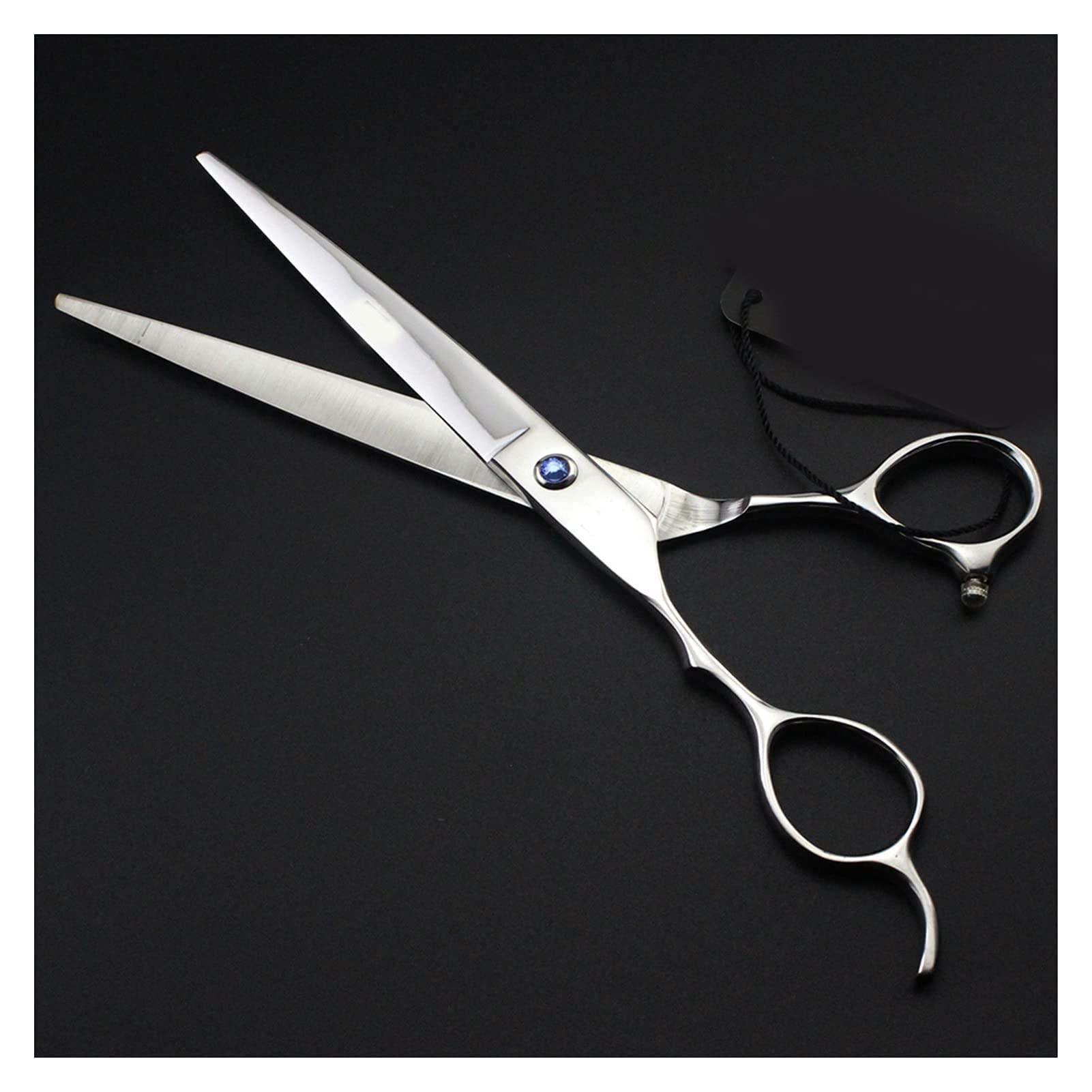 YUSIWOAL Hair Cutting Shears Barber Scissors, Left-Hand Hairdressing Scissors, 7 Inch Hairdressing Scissors, Large Silver Scissors for Men Women/Salon/Home/Stylist