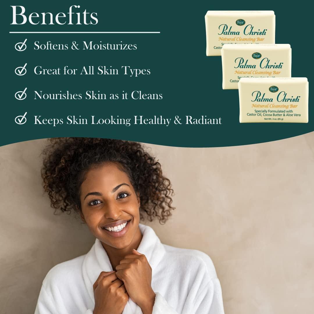 Baar Palma Christi (Castor Oil) Natural Cleansing Bar Soap, 3 bar set
