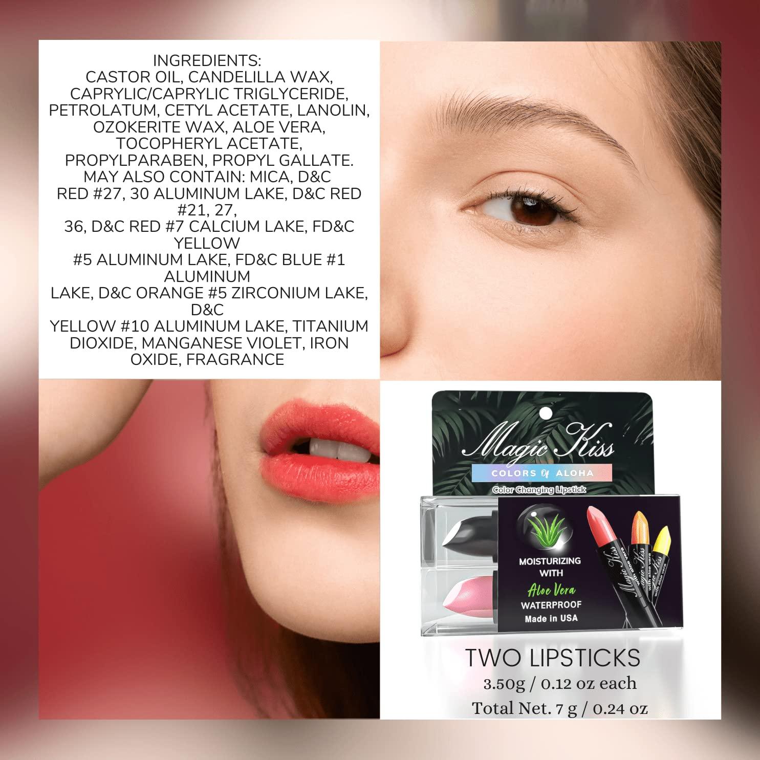 Magic Kiss Magic Kiss Color Changing Matte Lipstick set, Long Lasting Nutritious Lips Moisturizer Magic Temperature Color Change Lip Balm with Aloe Vera PH Lipstick MADE IN USA (2 Pack - Pink & Black)