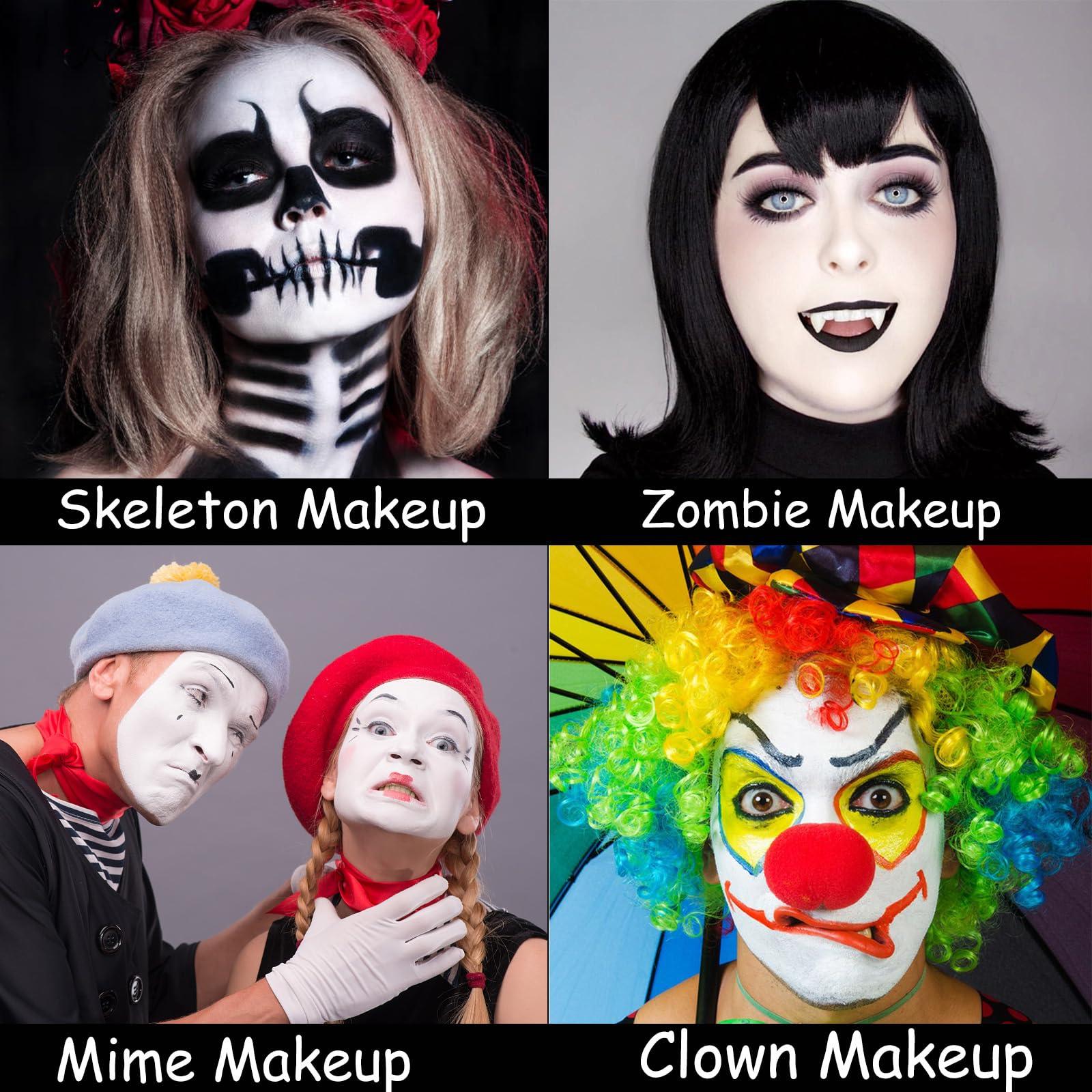 MEICOLY MEICOLY Clown White Joker Devil Makeup Kit,Cream Black White Red Face Body Paint Stick,Halloween Face Paint for Vampire Skeleton Clown Spiderman,Eye Black Stick for Baseball/Football/Softball