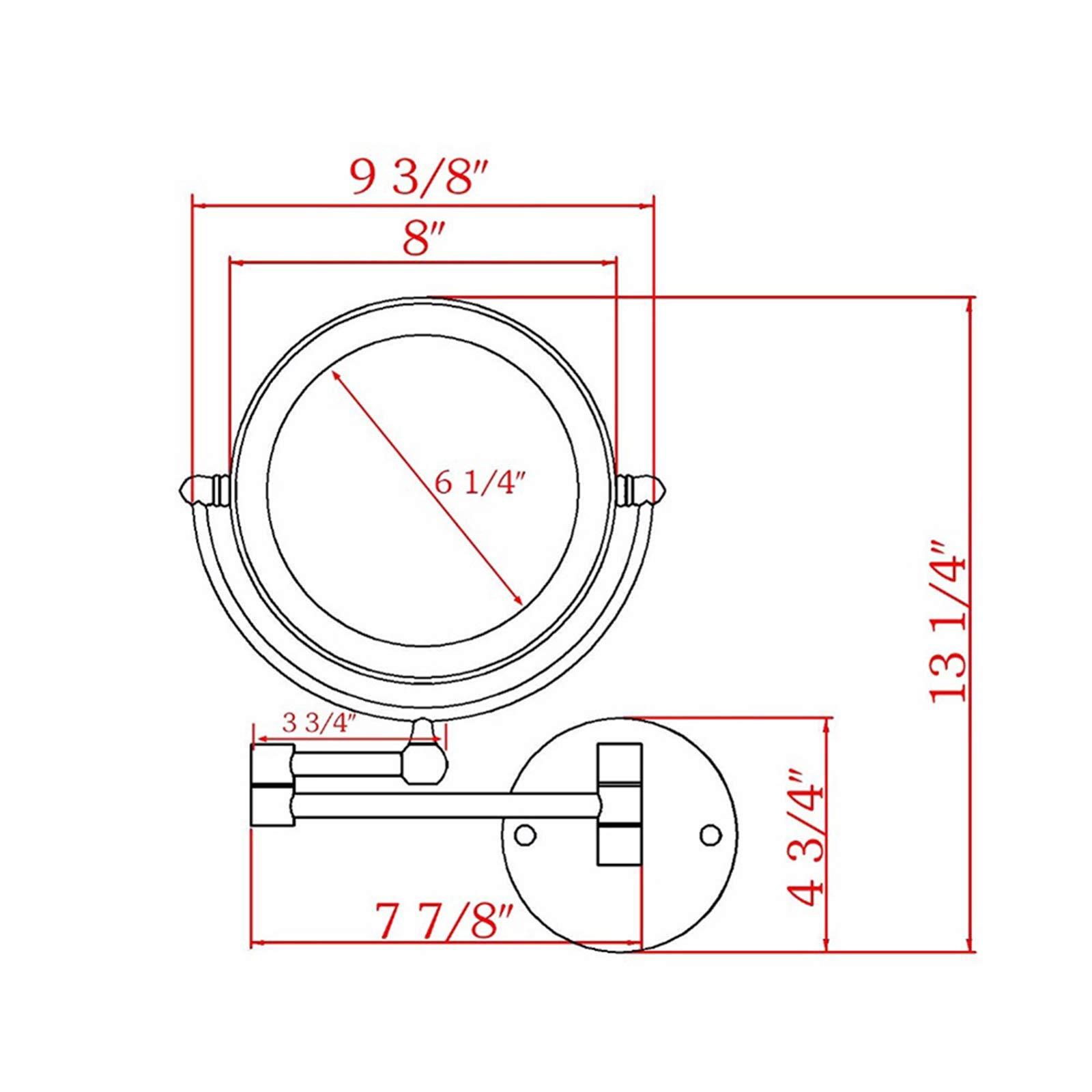 DMNSDD 8 inch Illuminated Makeup Mirror, Double Sided Magnification Mirror with LED Light, Bathroom Extendable Wall-mounted Vanity Shaving Mirror with Switch Plug,Rose gold,3X